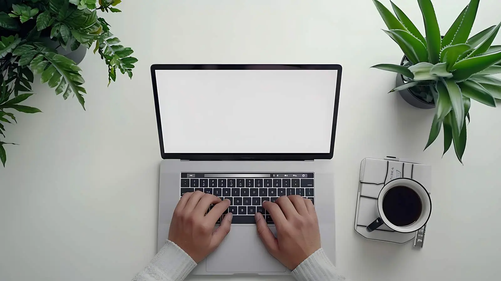 Minimalist Home Office Workspace with Person Working — free download from Dotvec