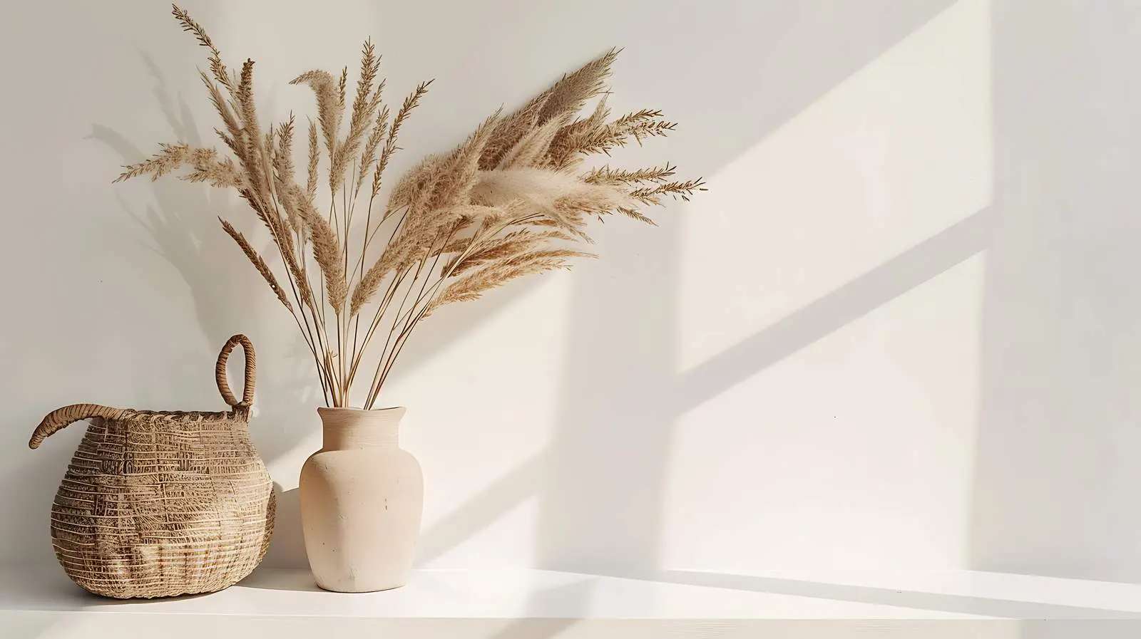 Modern Minimalist Home Interior with Dried Grass — free download from Dotvec