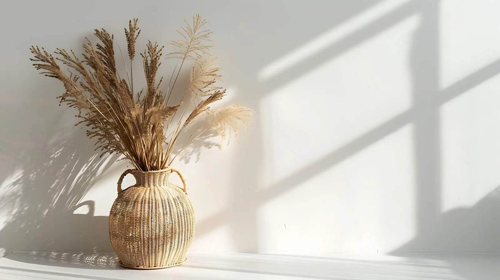 Modern Minimalist Home Interior with Dried Grass – free zen image from Dotvec
