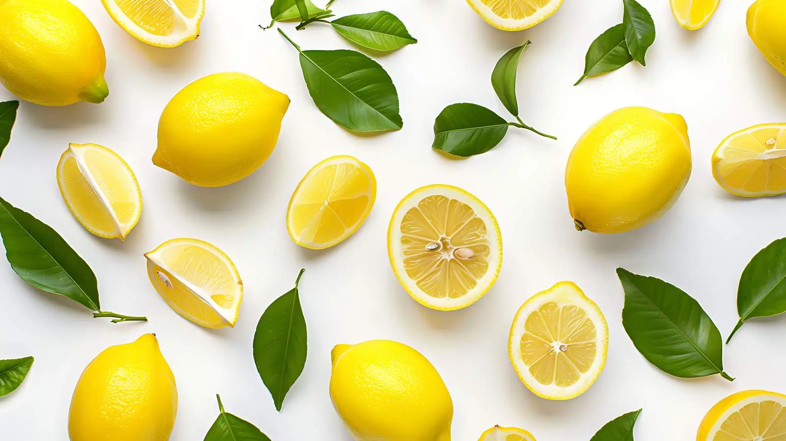 Aesthetic Pattern of Raw Lemons with Green Leaves — free download from Dotvec