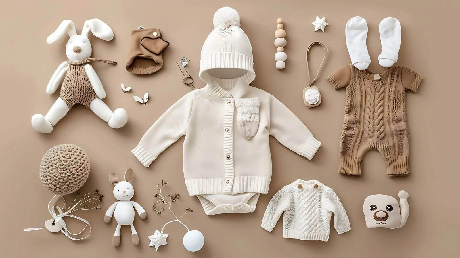 Aesthetic Scandinavian Newborn Baby Clothes and Accessories – free playtime essentials image from Dotvec