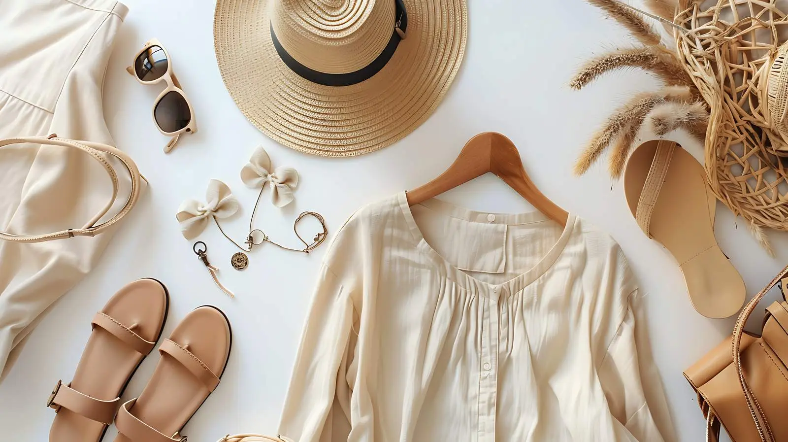Neutral Beige Summer Fashion Aesthetic Composition — free download from Dotvec