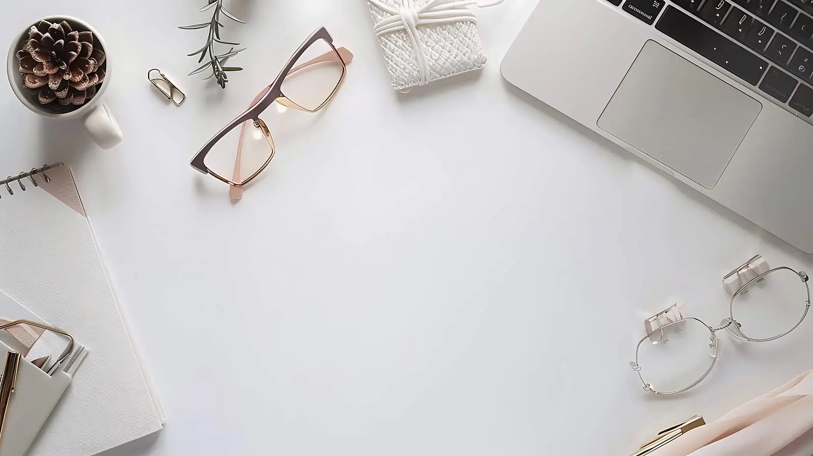 Aesthetic Female Workspace with Laptop and Glasses – free motivation image from Dotvec