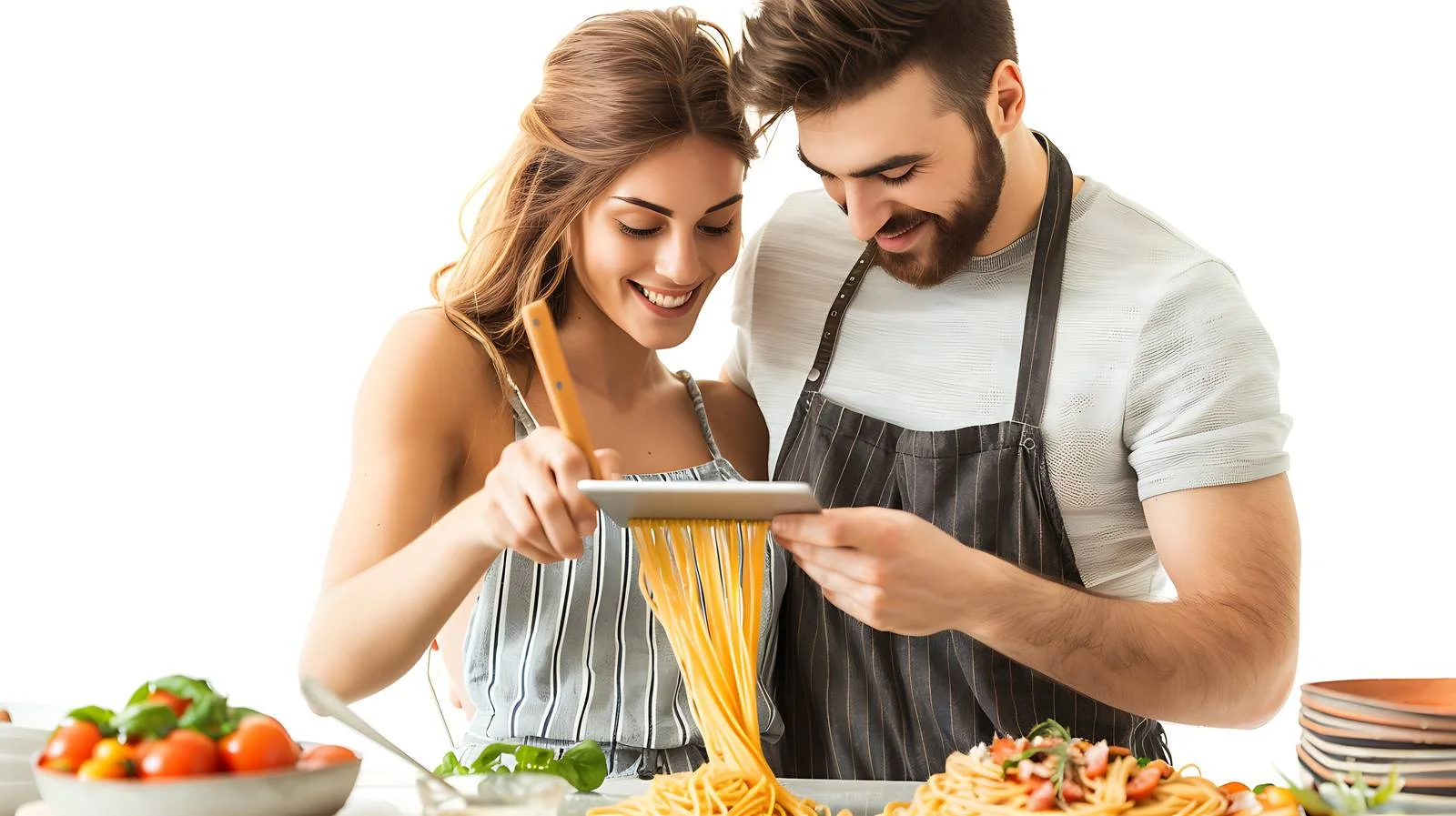 Cooking Couple Spaghetti Prep — free download from Dotvec