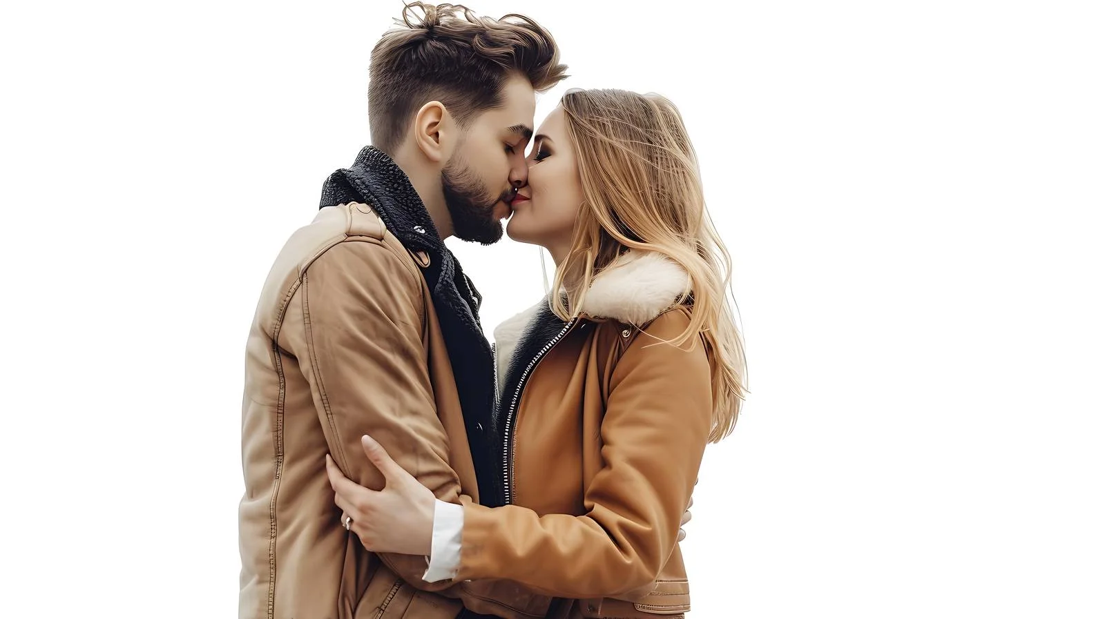 Romantic Couple Kissing Isolated Portrait — free download from Dotvec