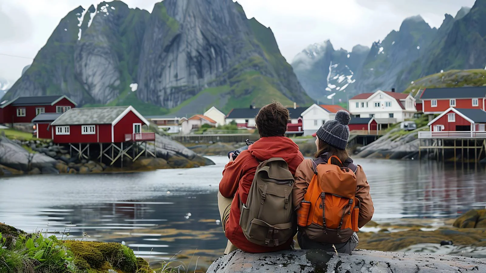 Romantic Couple in Hamnoy, Lofoten, Norway — free download from Dotvec