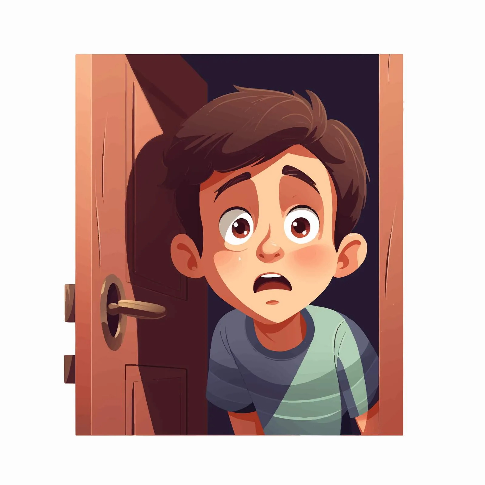 Cautious Child Unlocking House Door – free opening image from Dotvec