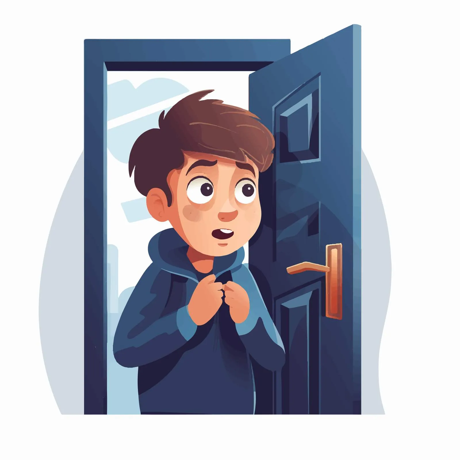 Cautious Kid Unlocking House Door – free opening image from Dotvec