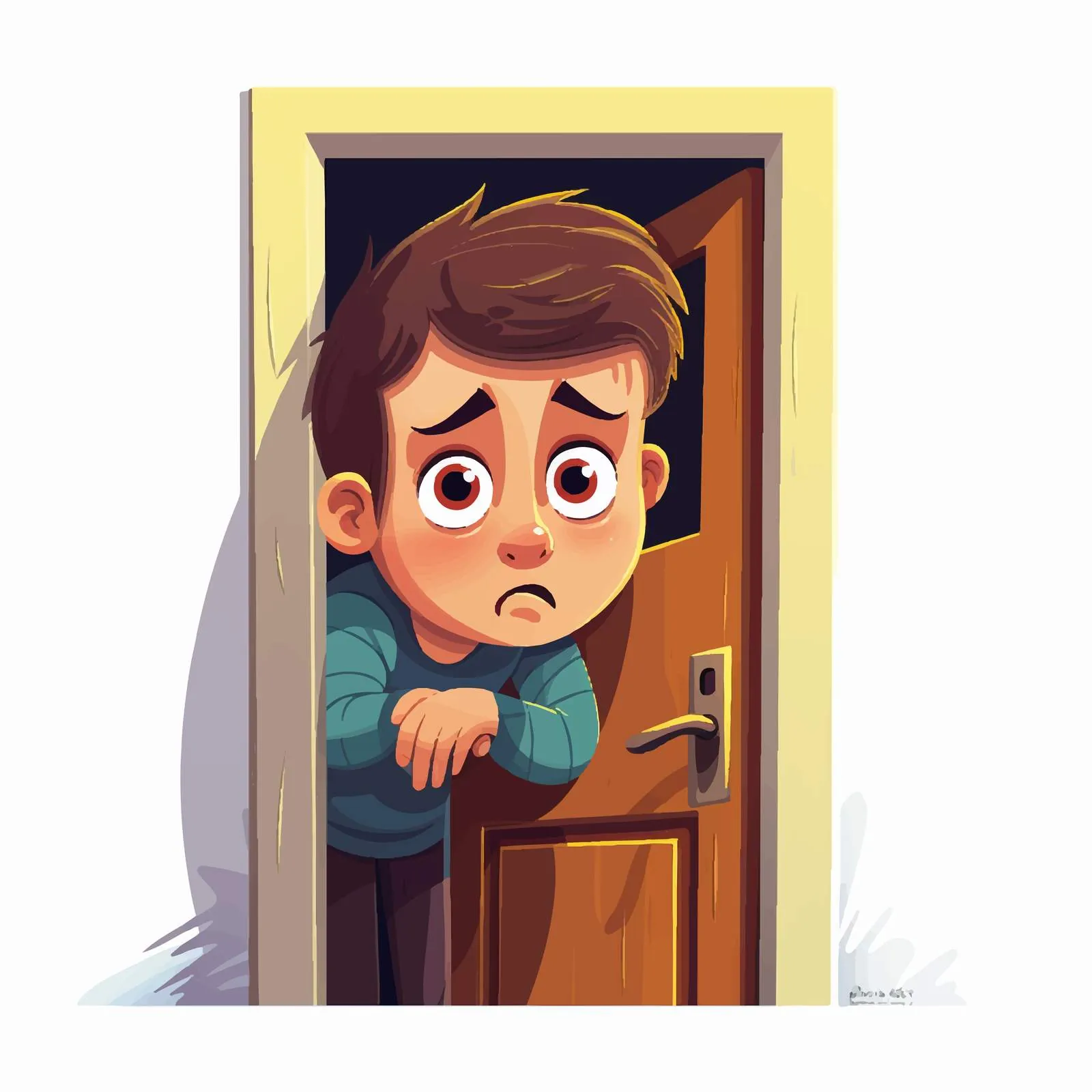 Cautious Child Unlocking House Door – free nervousness image from Dotvec