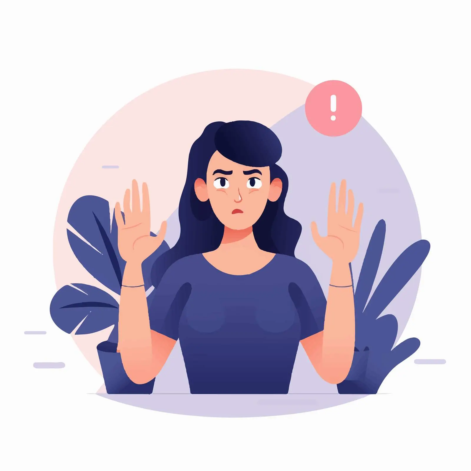 Afraid Woman Gesturing Stop with Palms – free gesturing image from Dotvec