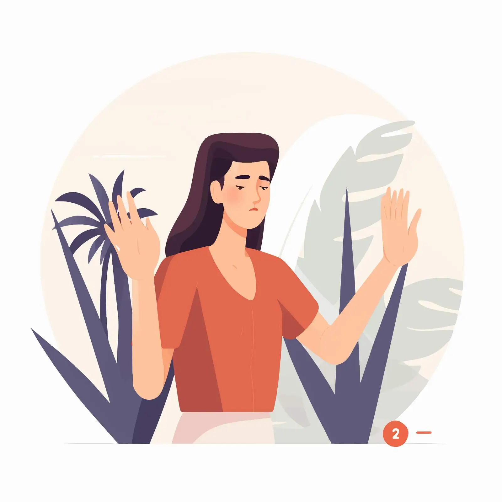 Afraid Woman Gesturing Stop with Palms — free download from Dotvec
