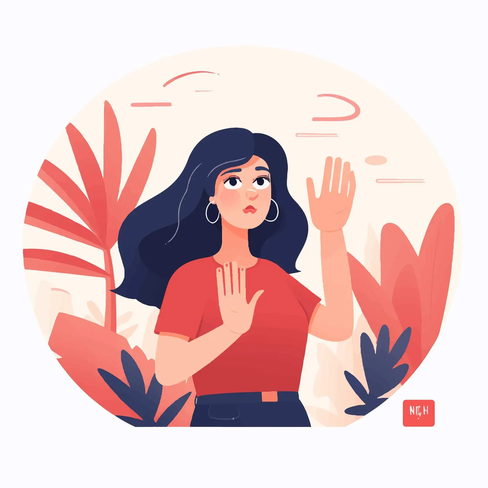 Scared Woman Gesturing Stop with Palms — free download from Dotvec