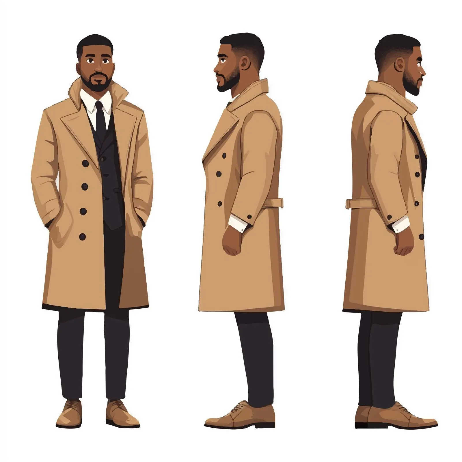 Elegant African American Man in Suit and Trench Coat – free formalwear image from Dotvec