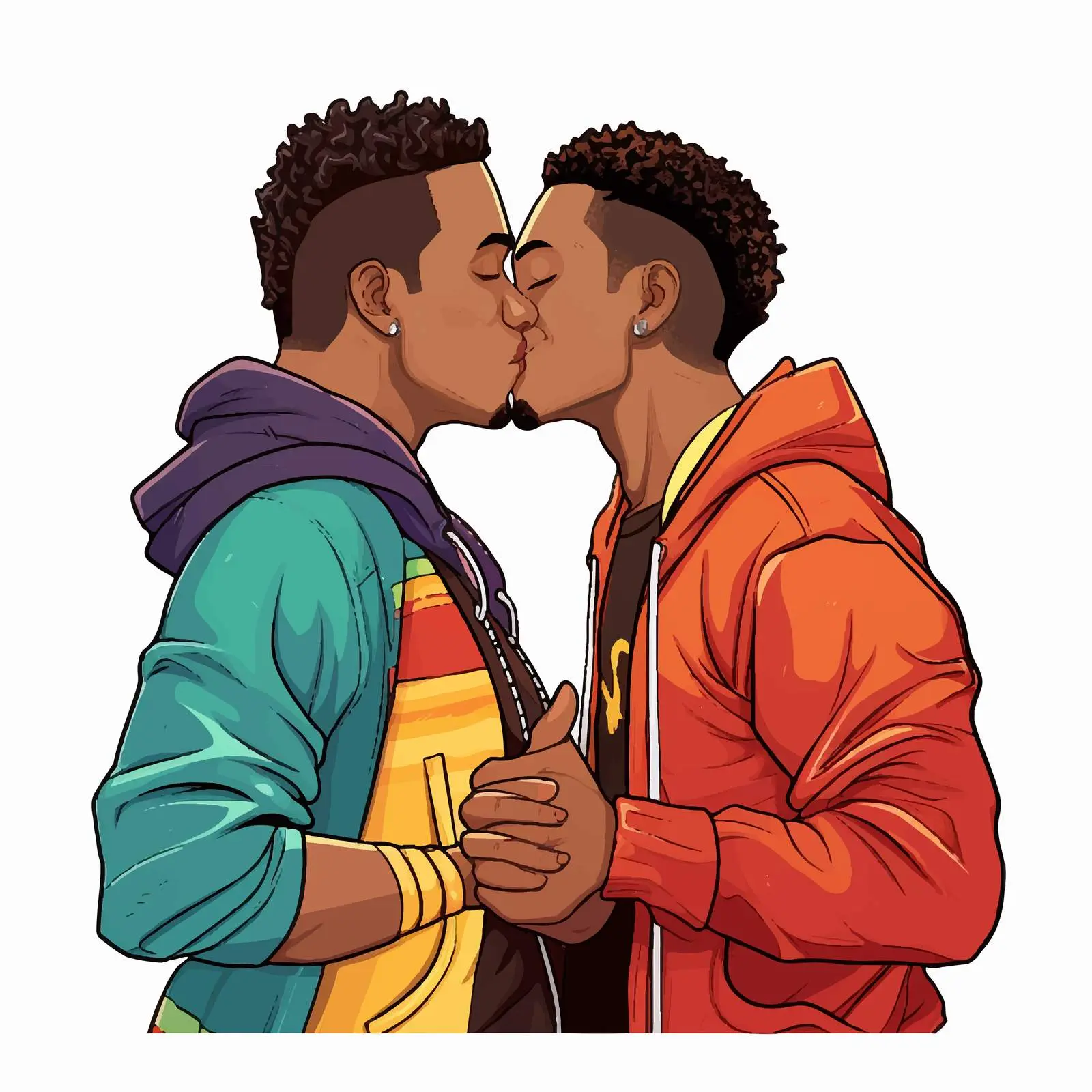 Cartoon of African Gay Couple Kissing — free download from Dotvec