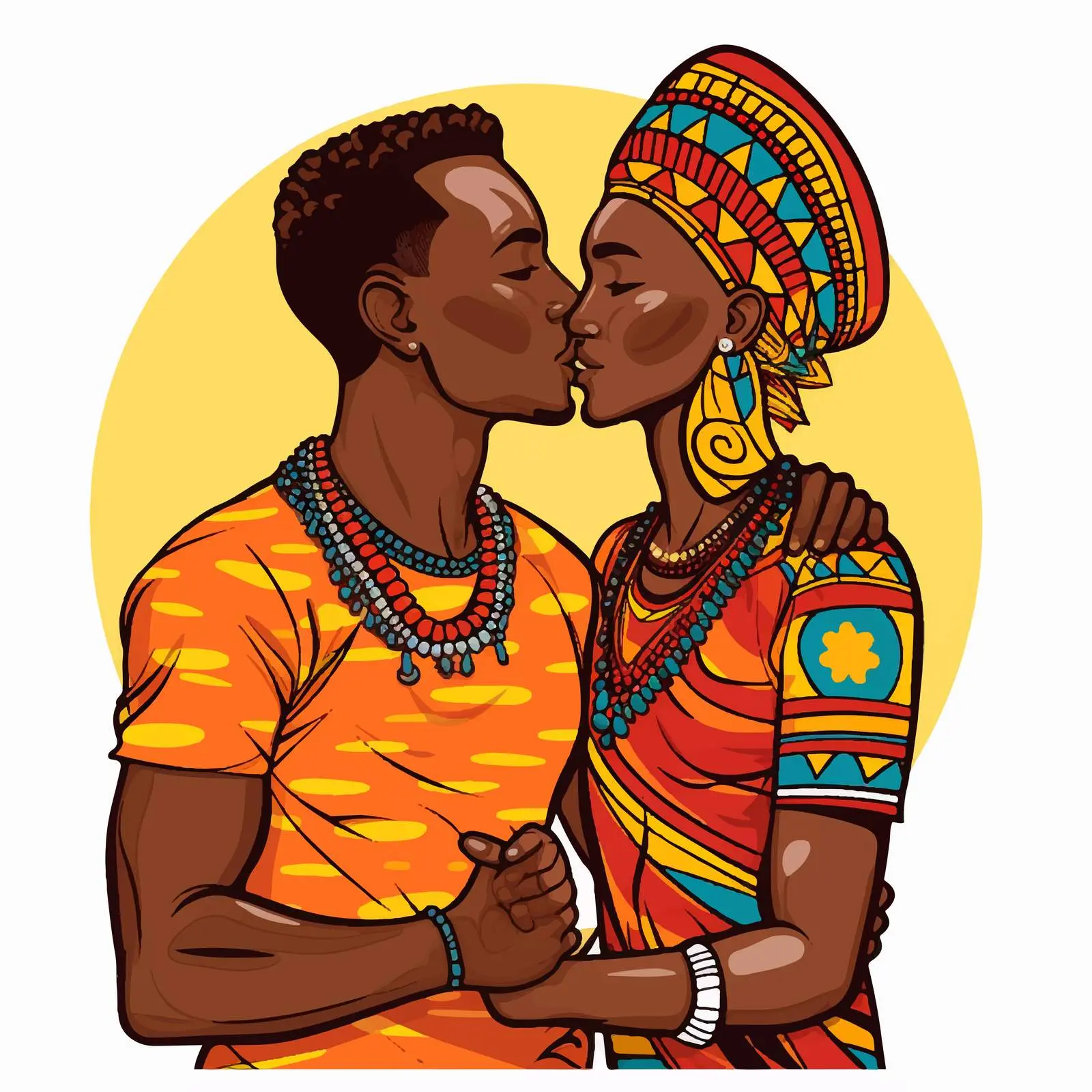 African Gay Couple Cartoon Kissing Illustration – free gay couple image from Dotvec