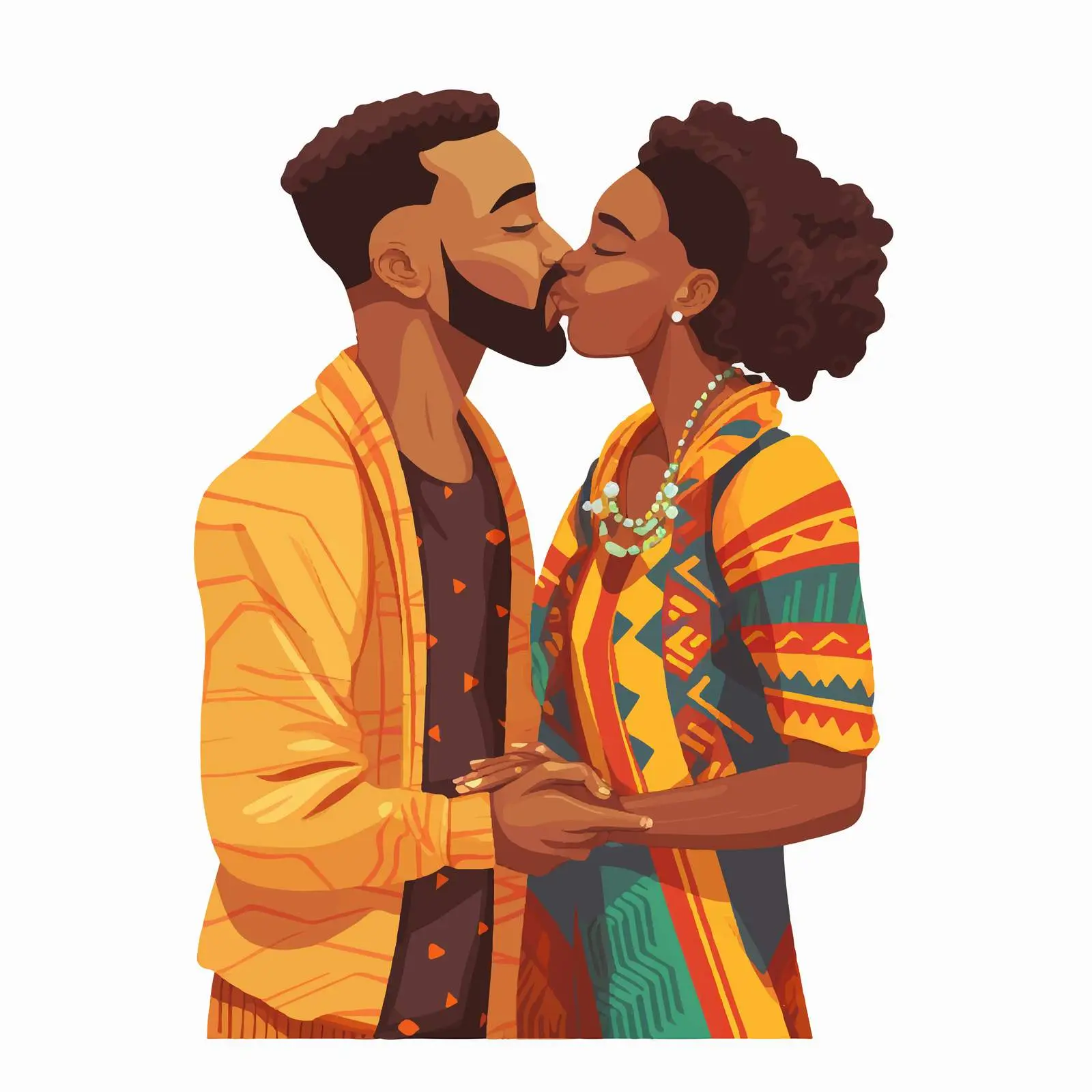 African Gay Couple Cartoon Kissing Illustration – free gay couple image from Dotvec
