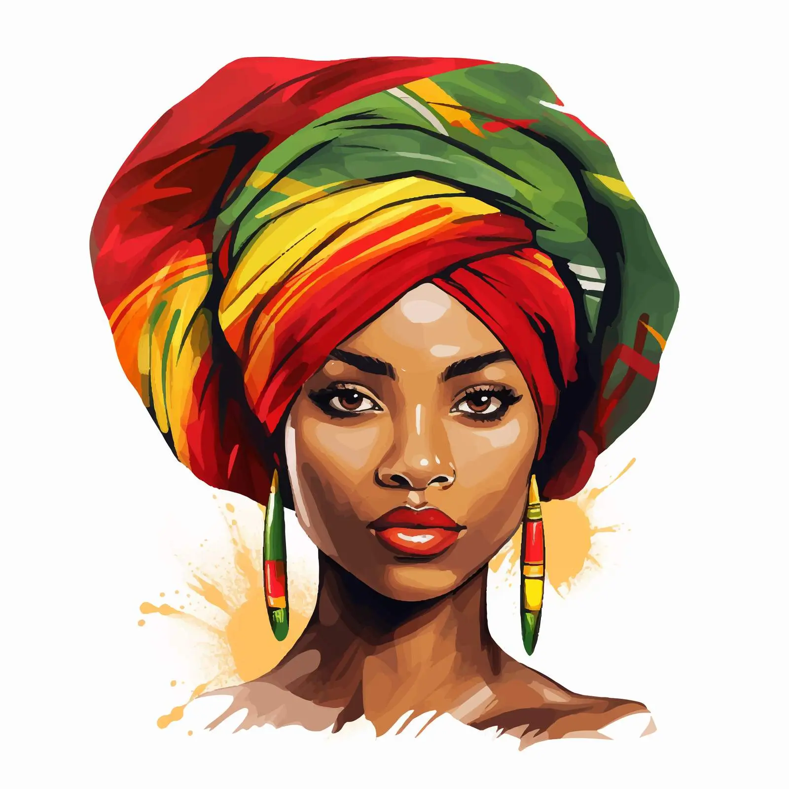 African Girl in Scarf with Red Paint Strokes — free download from Dotvec