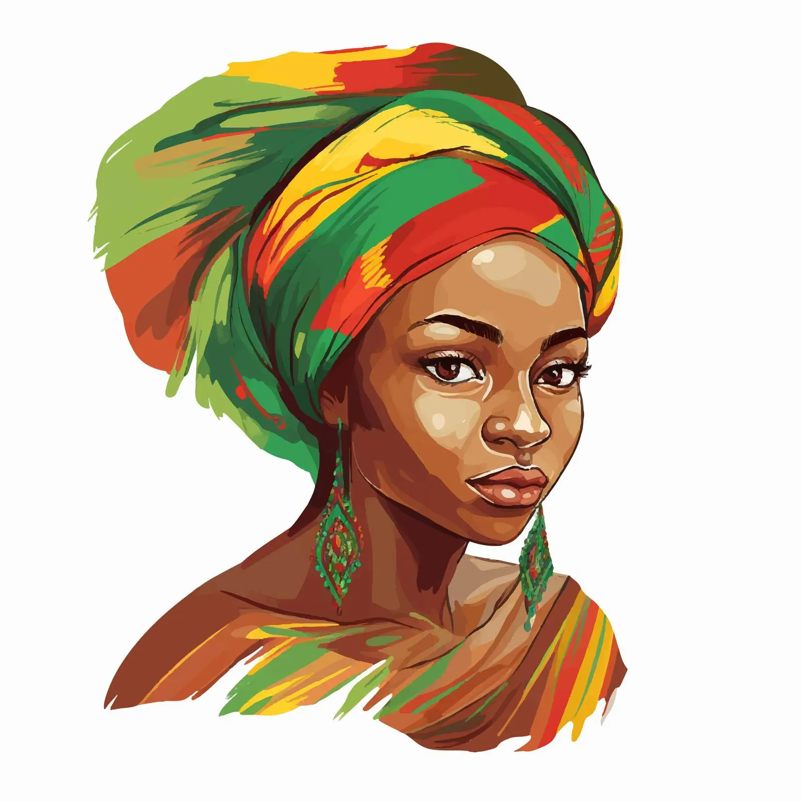 African Girl with Scarf and Red Paint Strokes – free ethnic fashion image from Dotvec
