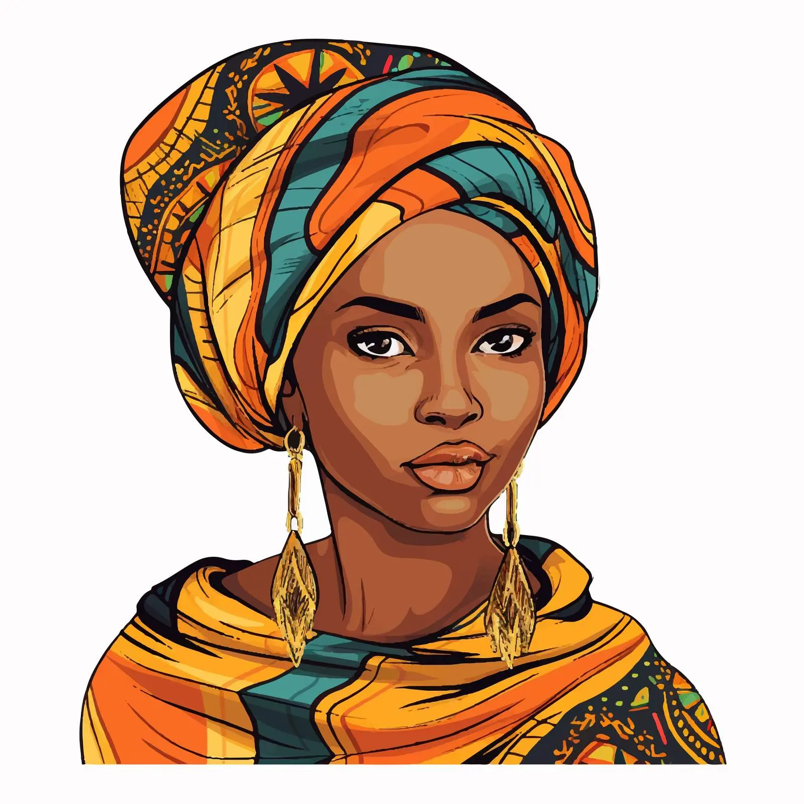 African Girl in Headscarf for Banner Decoration — free download from Dotvec