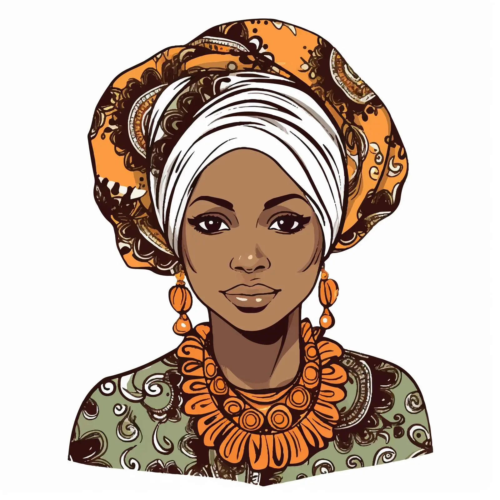 African Girl with Headscarf Vector Illustration — free download from Dotvec