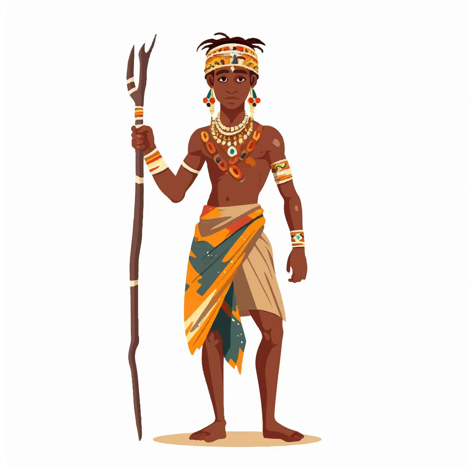 Young African Tribal Man with Stick — free download from Dotvec
