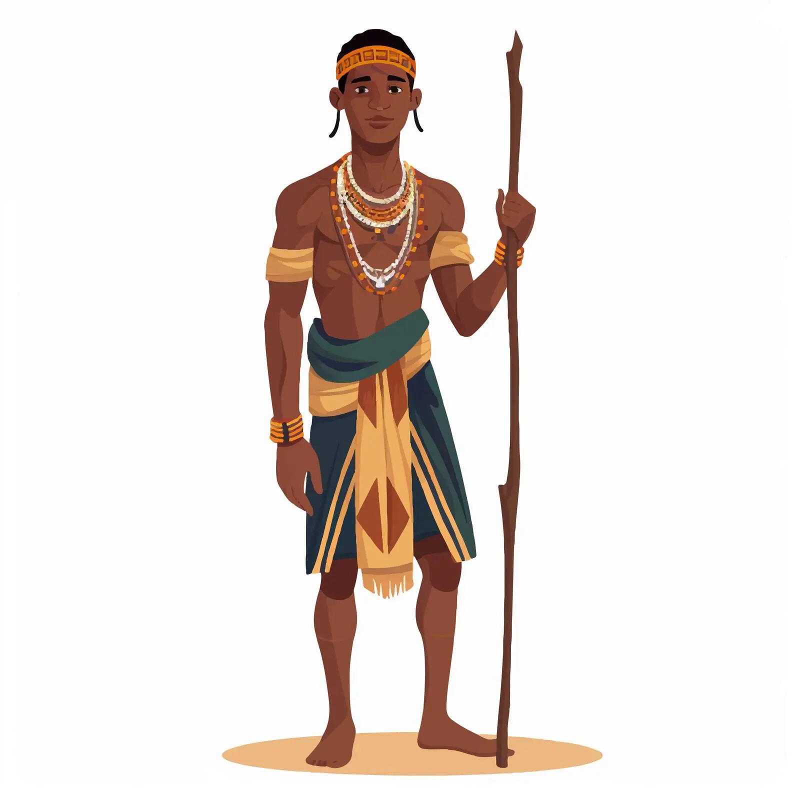 African Tribal Man with Stick in Hands — free download from Dotvec