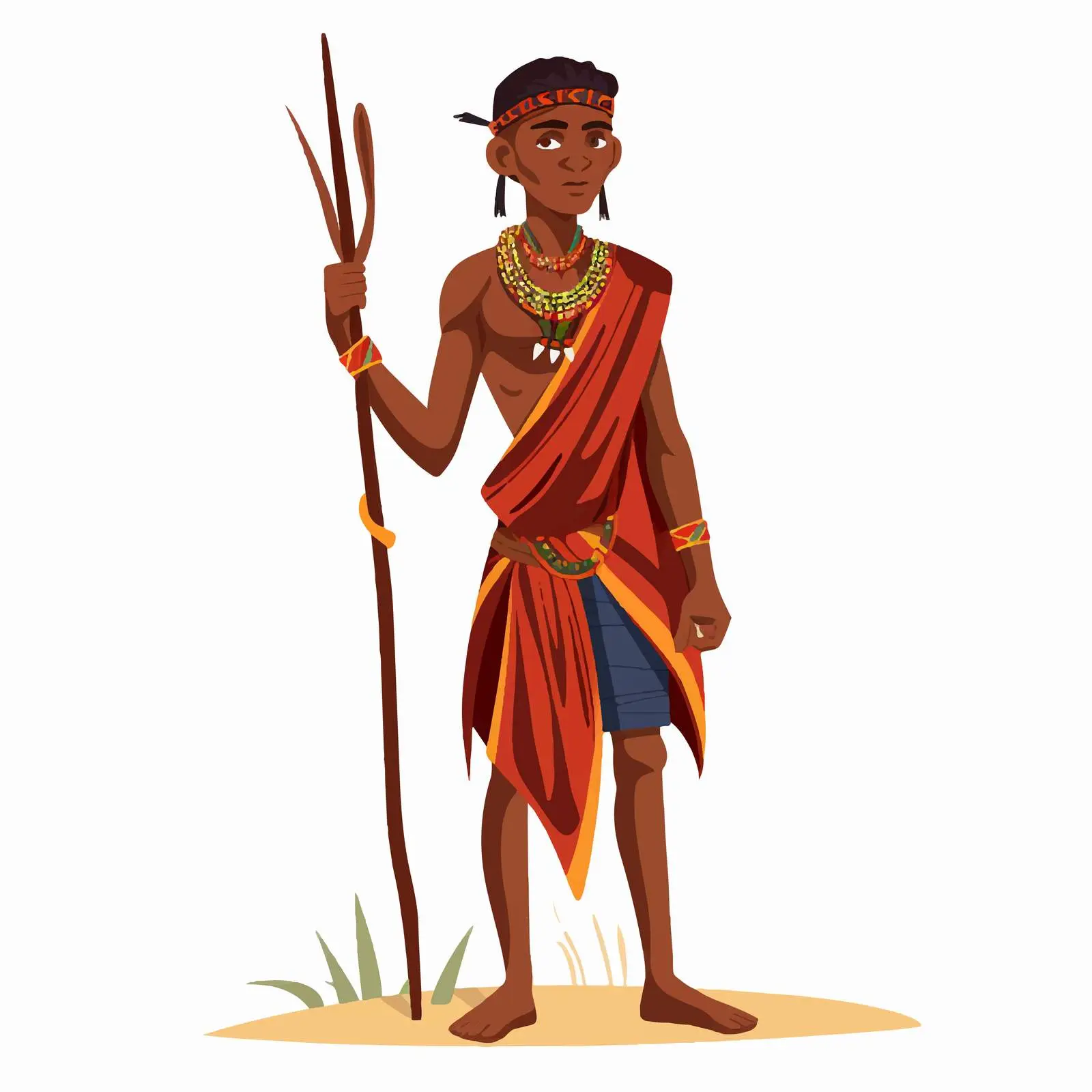 Young African Tribal Man with Stick — free download from Dotvec