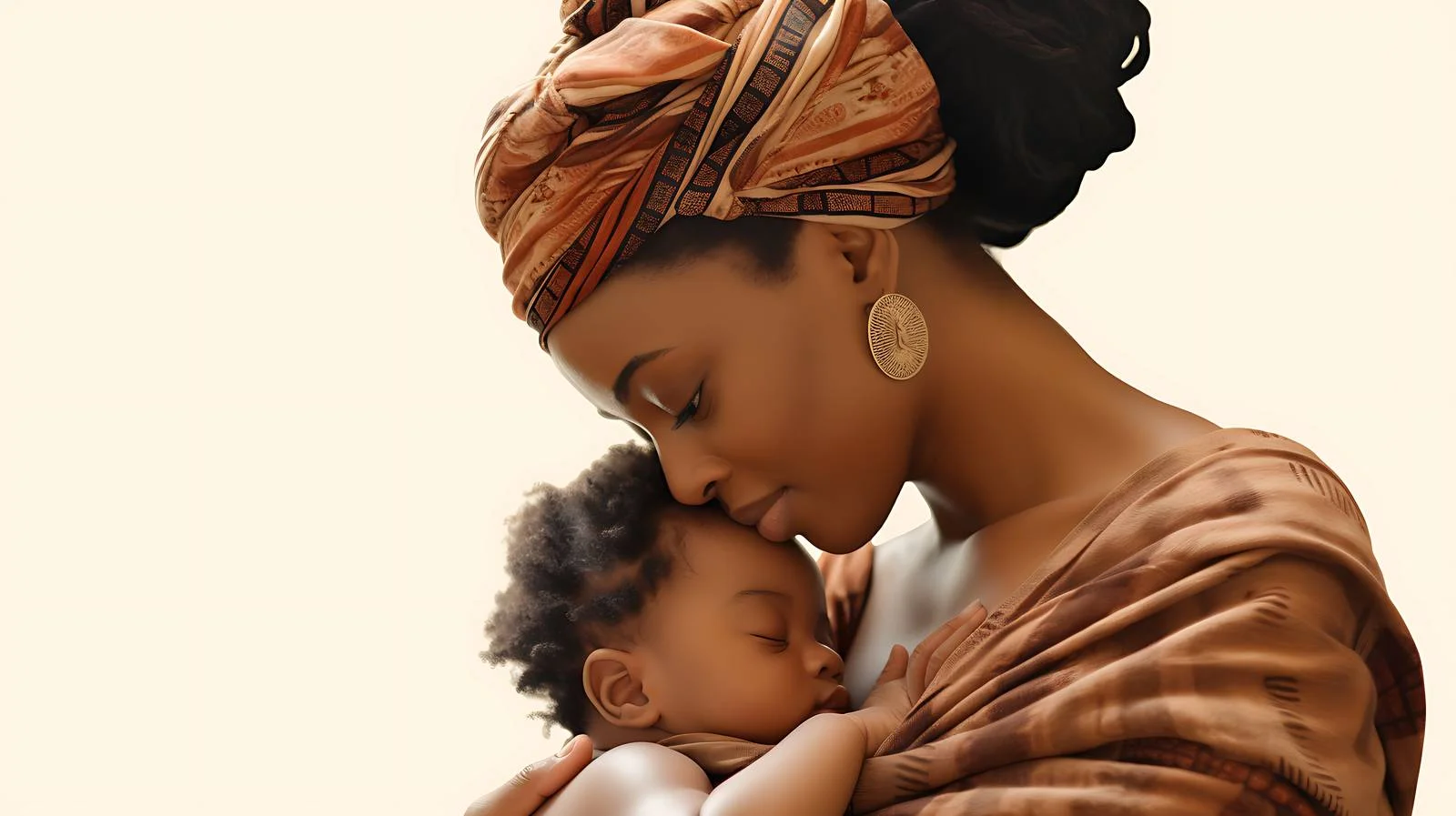 African Mother Kissing Toddler Girl Isolated — free download from Dotvec
