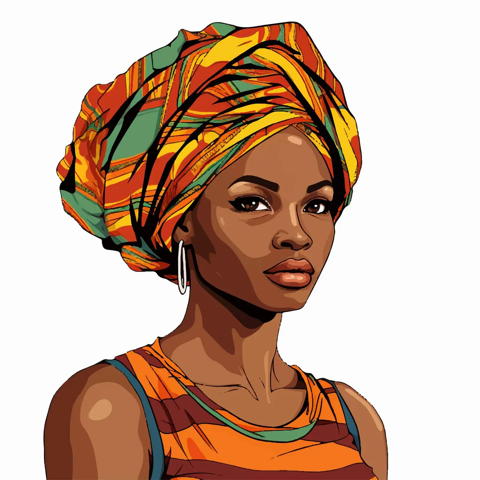 Vibrant African Woman Portrait Vector Art — free download from Dotvec