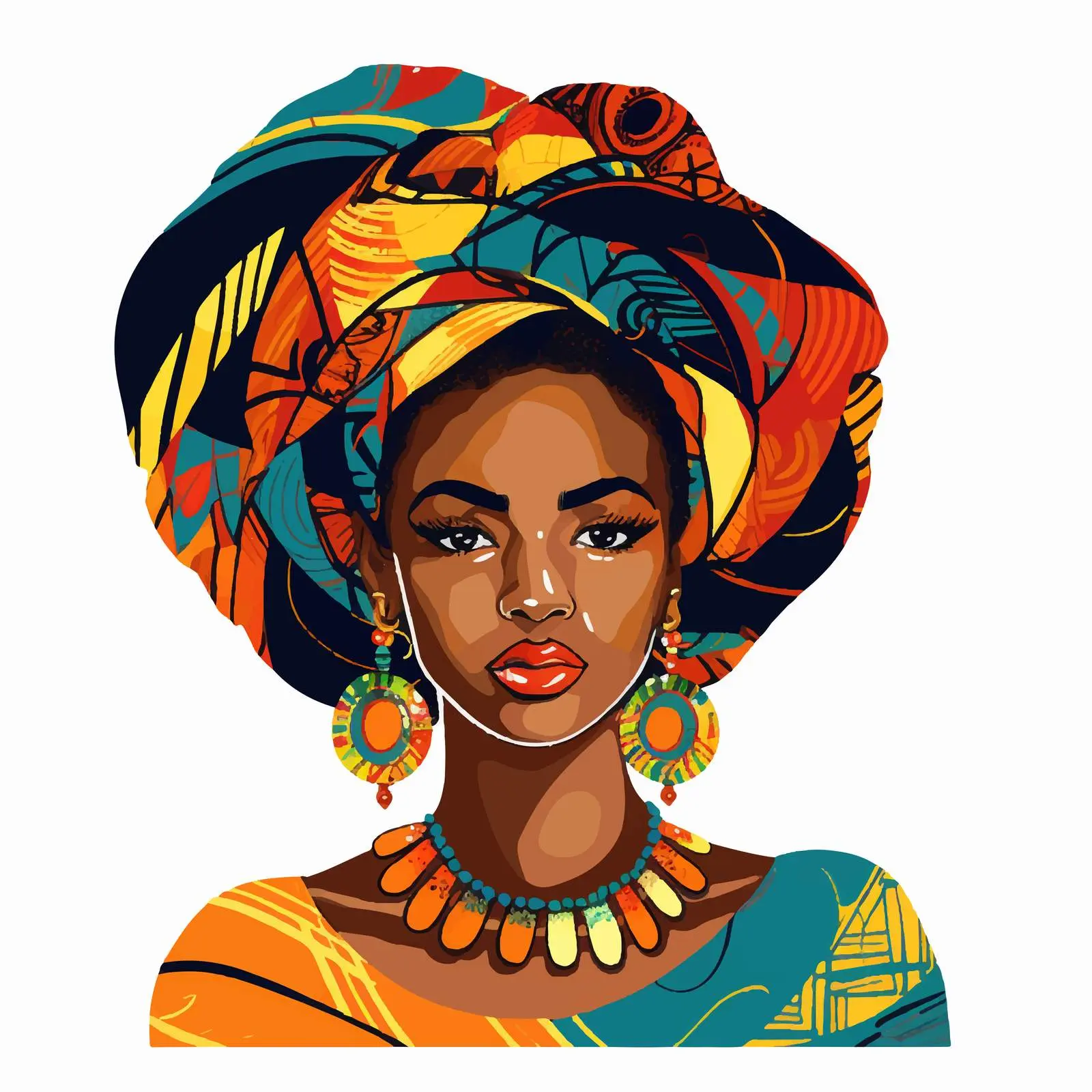 Colorful African Woman Portrait Vector Banner Decoration – free tapestry image from Dotvec