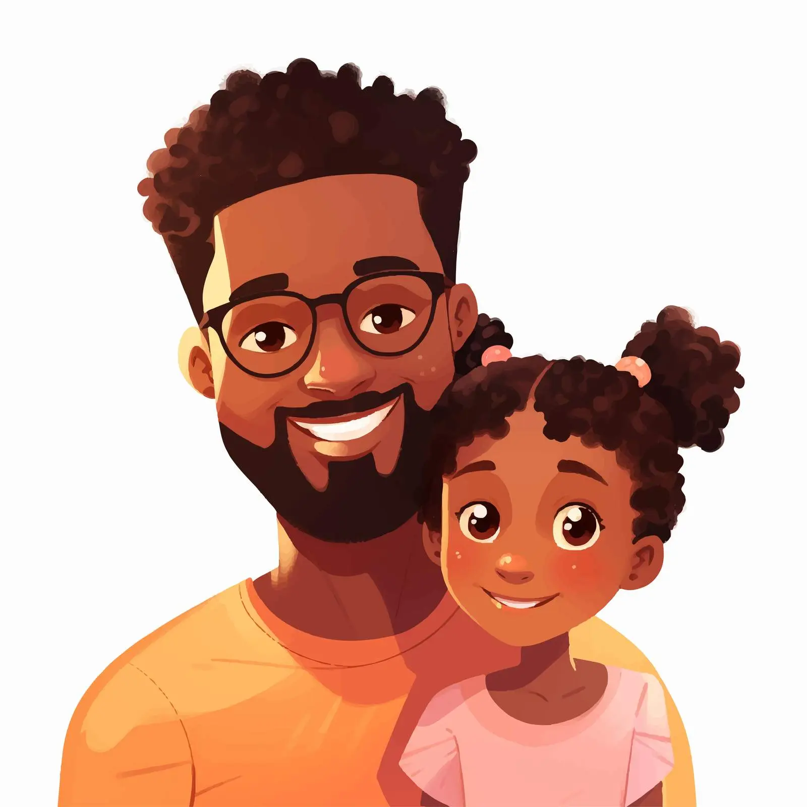 Afro Father and Daughter Cartoon Vector Illustration — free download from Dotvec