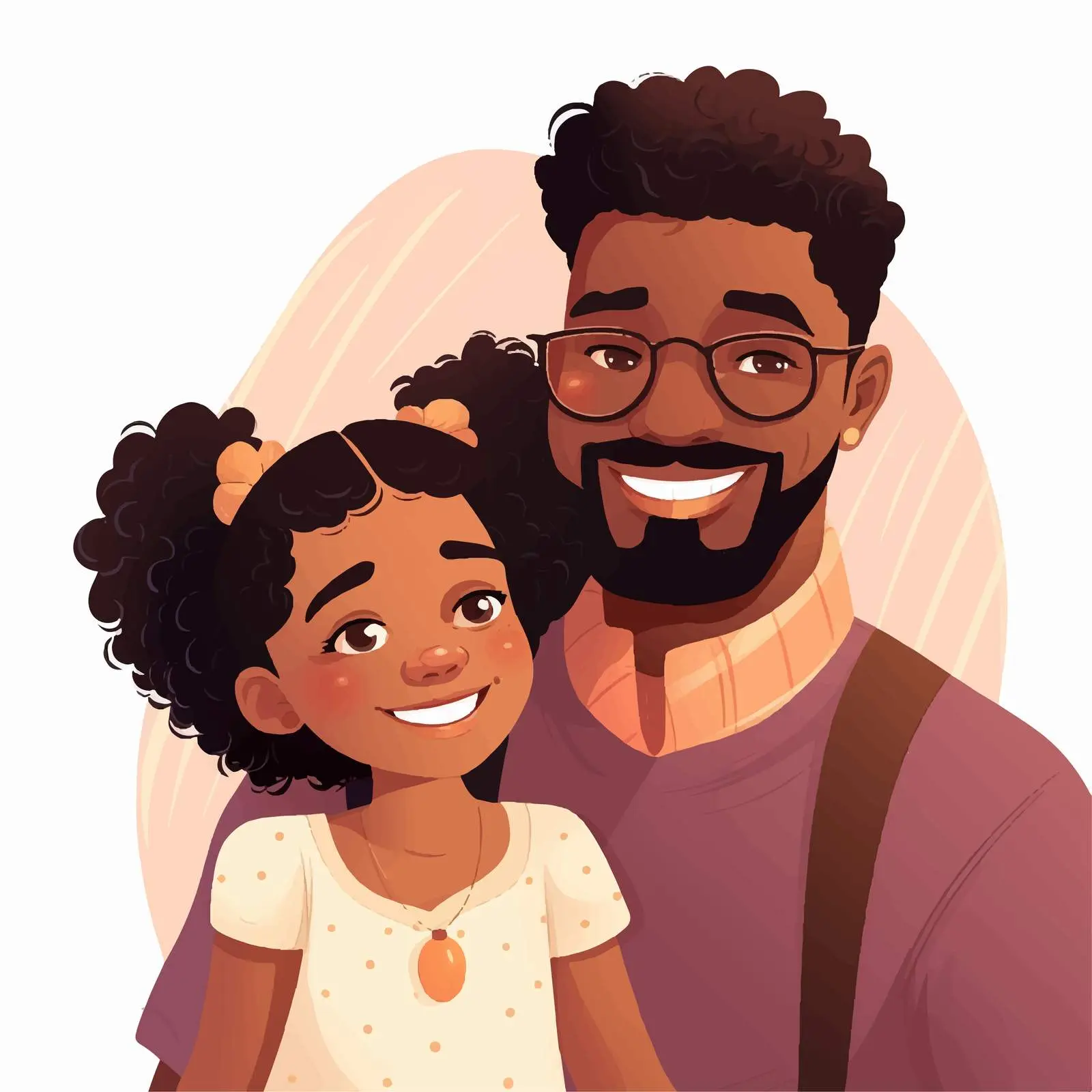 Afro Father and Daughter Cartoon Vector Illustration — free download from Dotvec