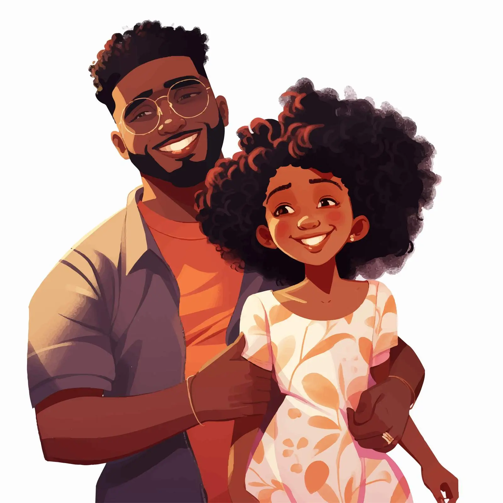 Afro Father and Daughter Cartoon Vector Illustration – free fatherhood image from Dotvec