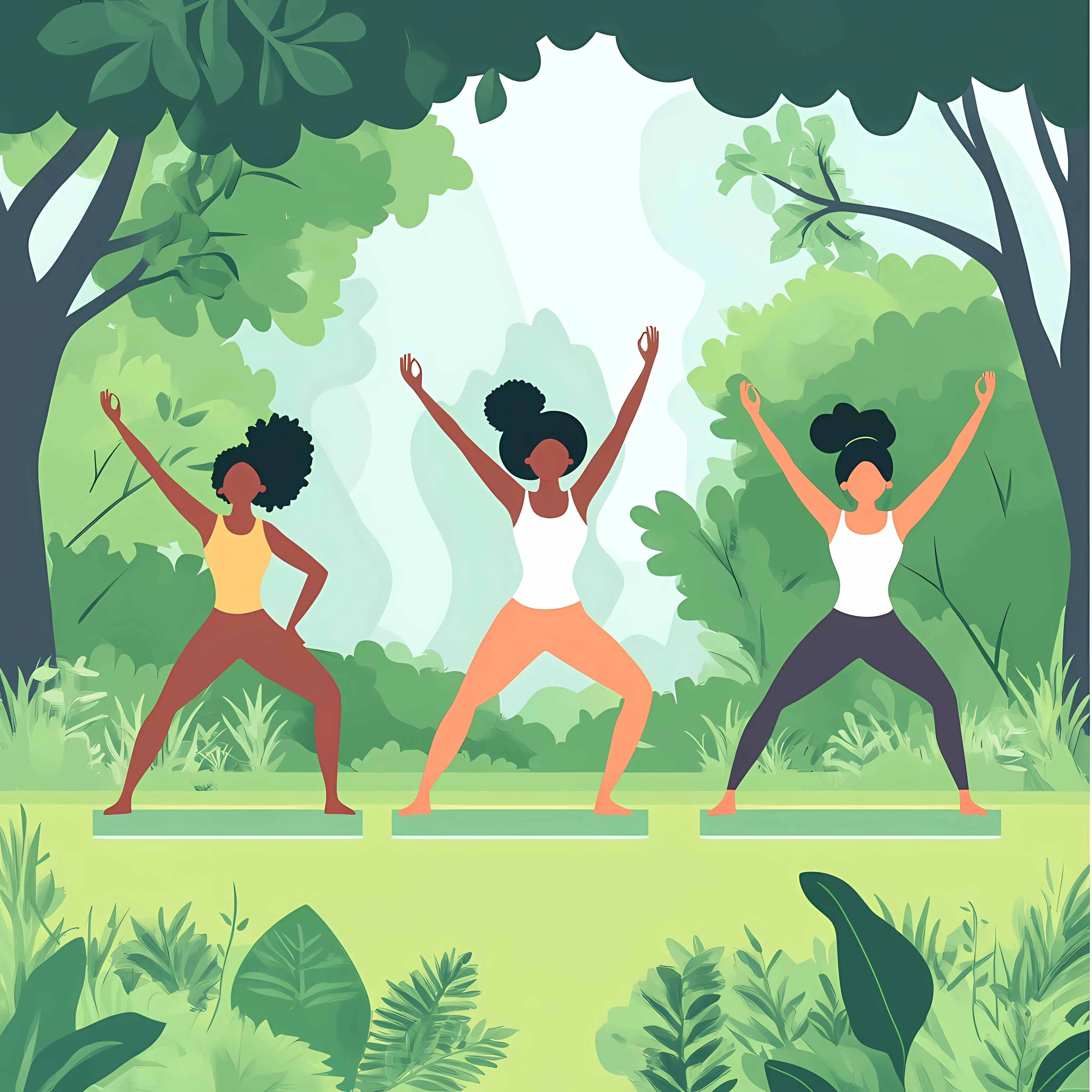 Afro Girls Practicing Yoga in the Park — free download from Dotvec