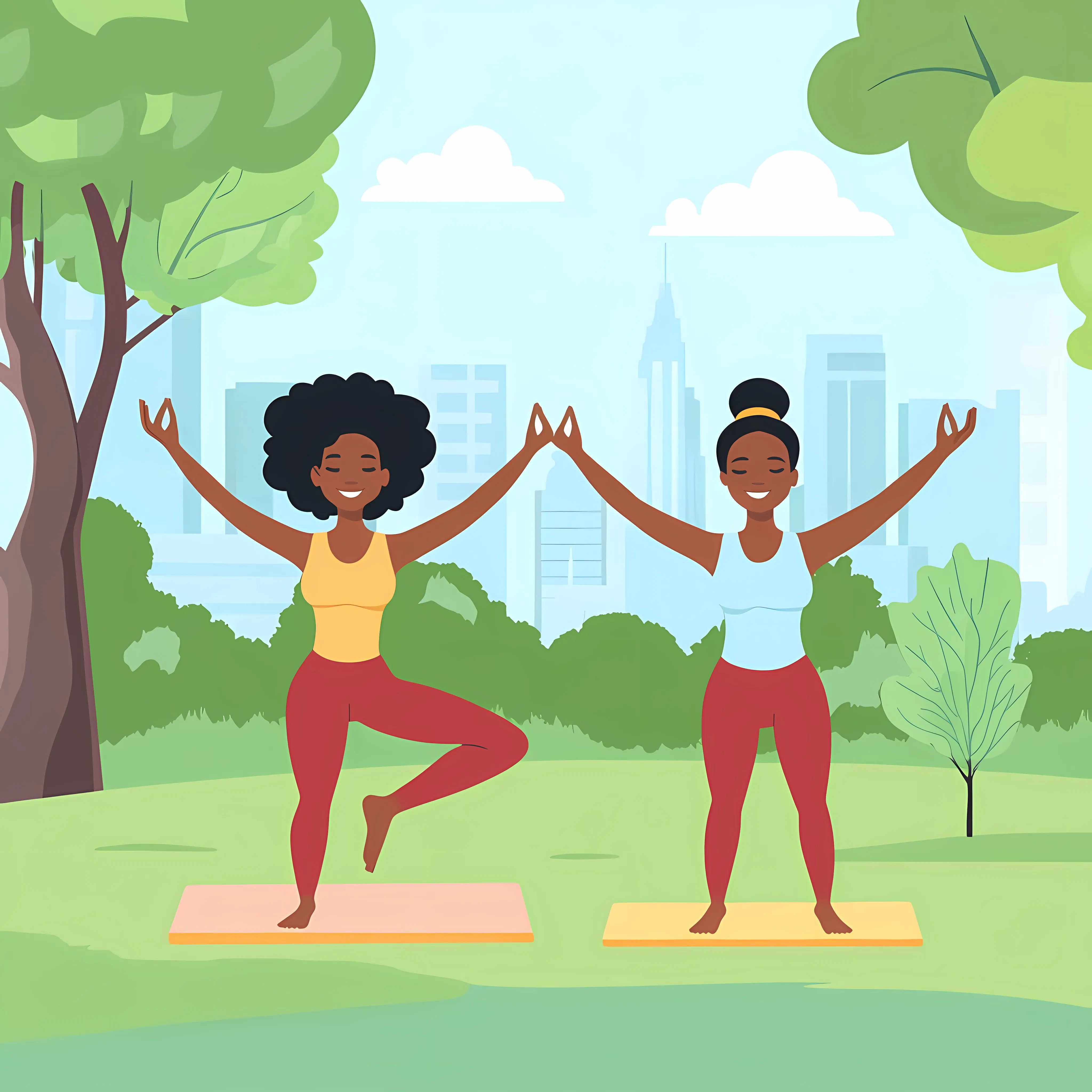 Afro Girls Yoga Practice in the Park — free download from Dotvec