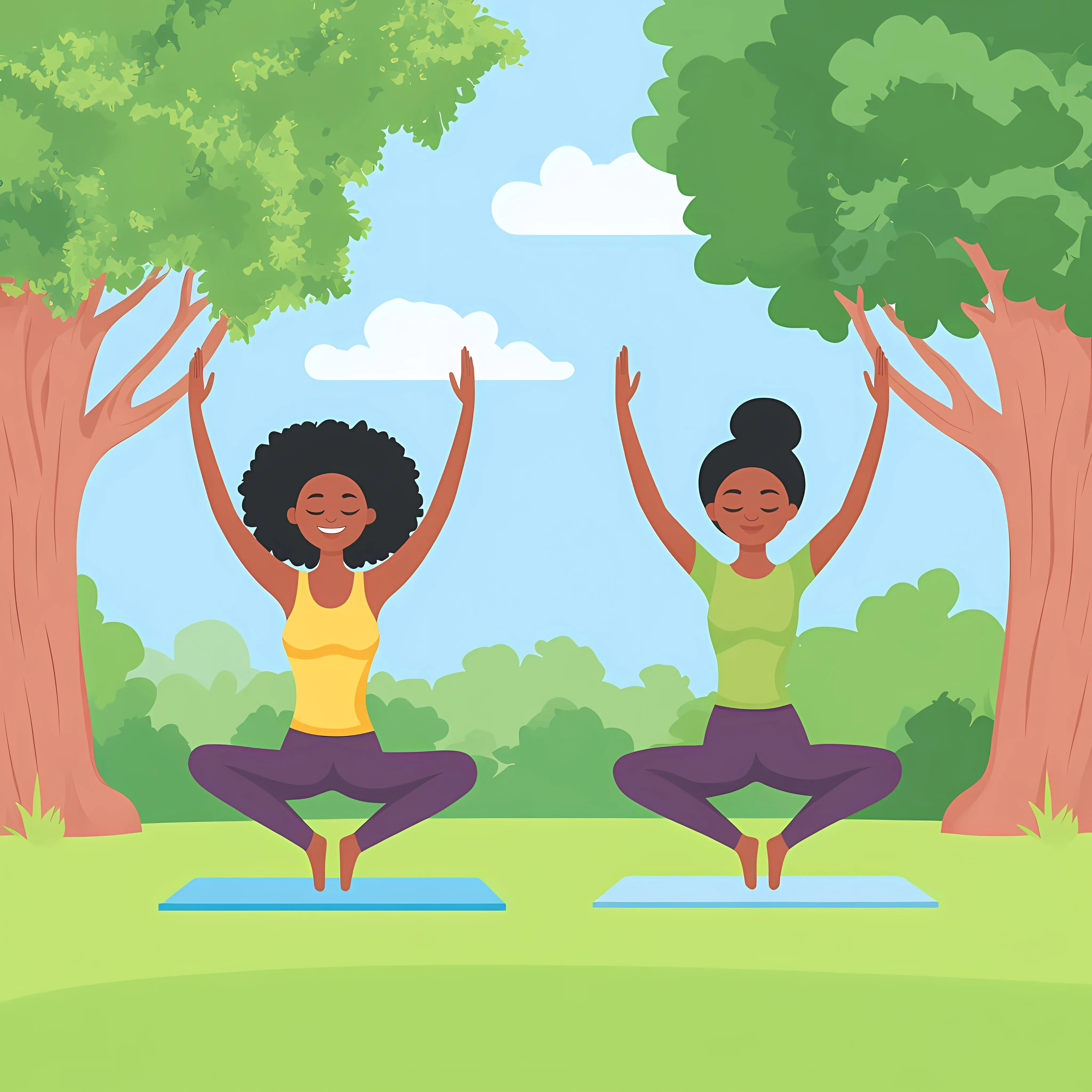 Afro Girls Practicing Yoga in the Park — free download from Dotvec