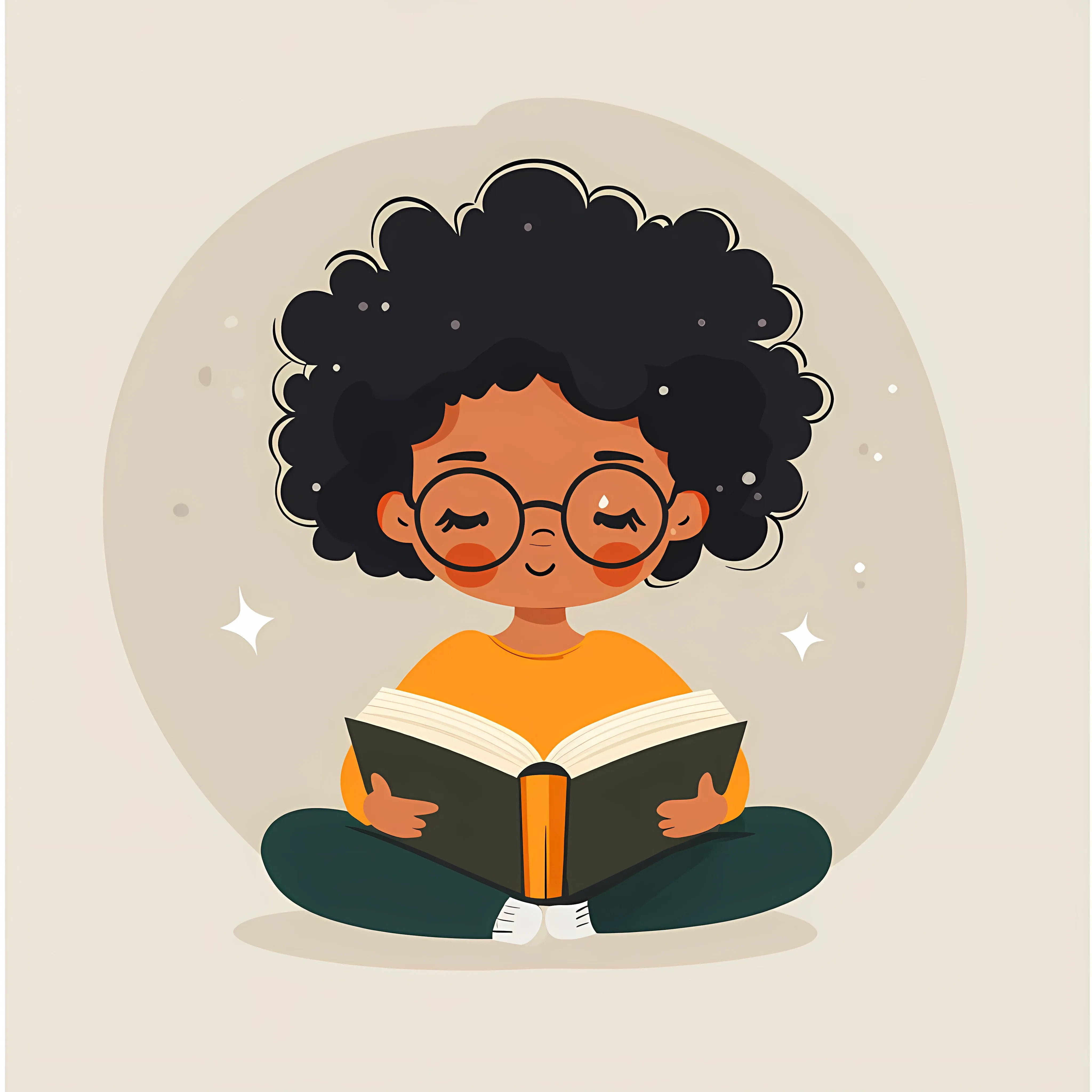 Afro Little Student Girl Reading Vector Illustration — free download from Dotvec