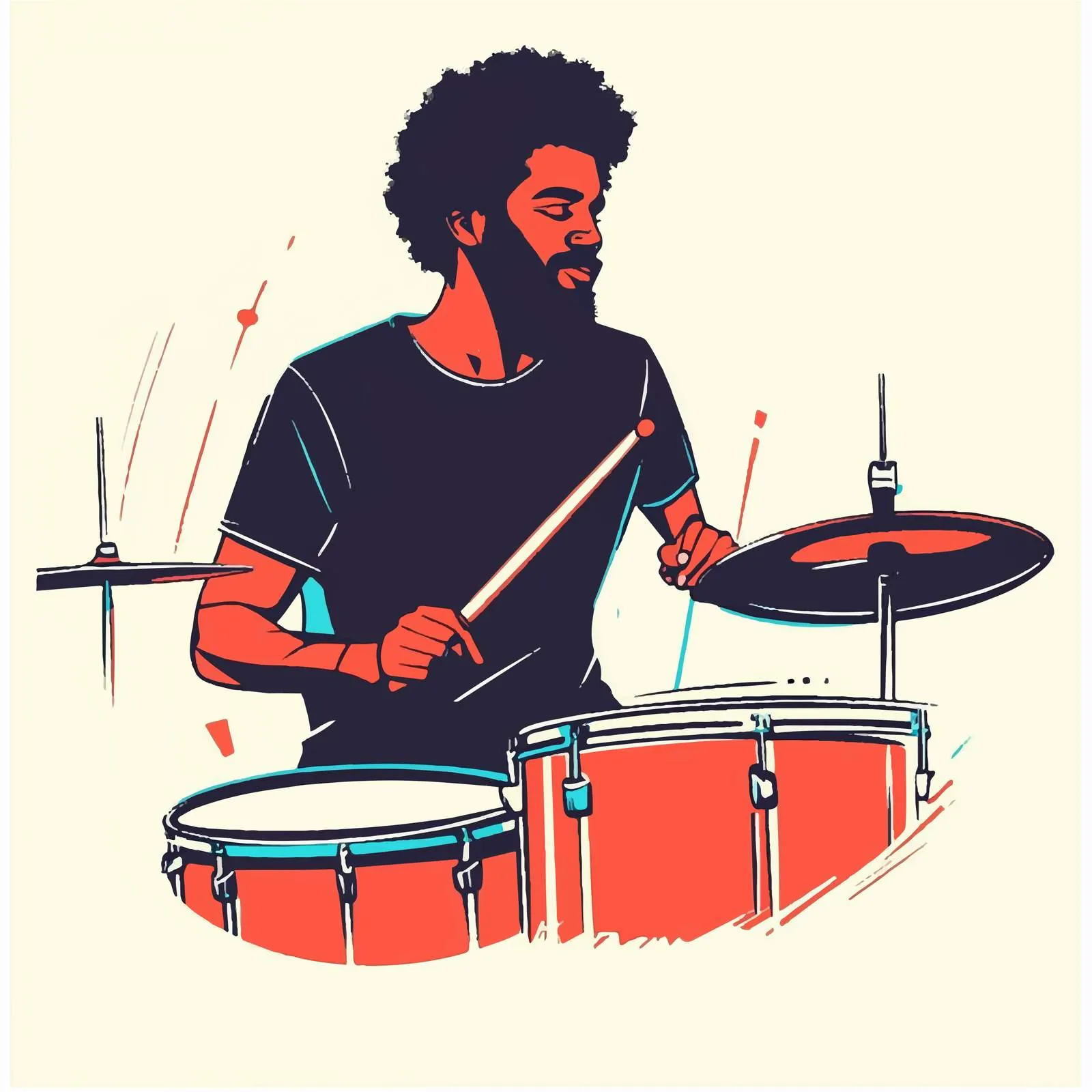 Afro Man Playing Drum Vector Illustration – free jubilant image from Dotvec