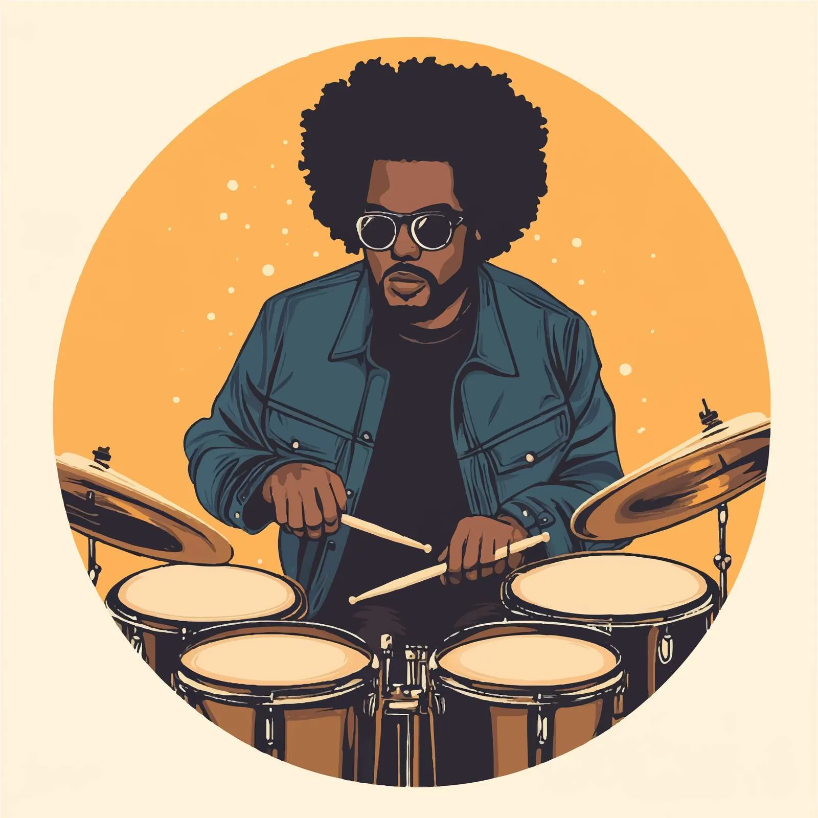 Afro Man Playing Drum Vector Illustration — free download from Dotvec
