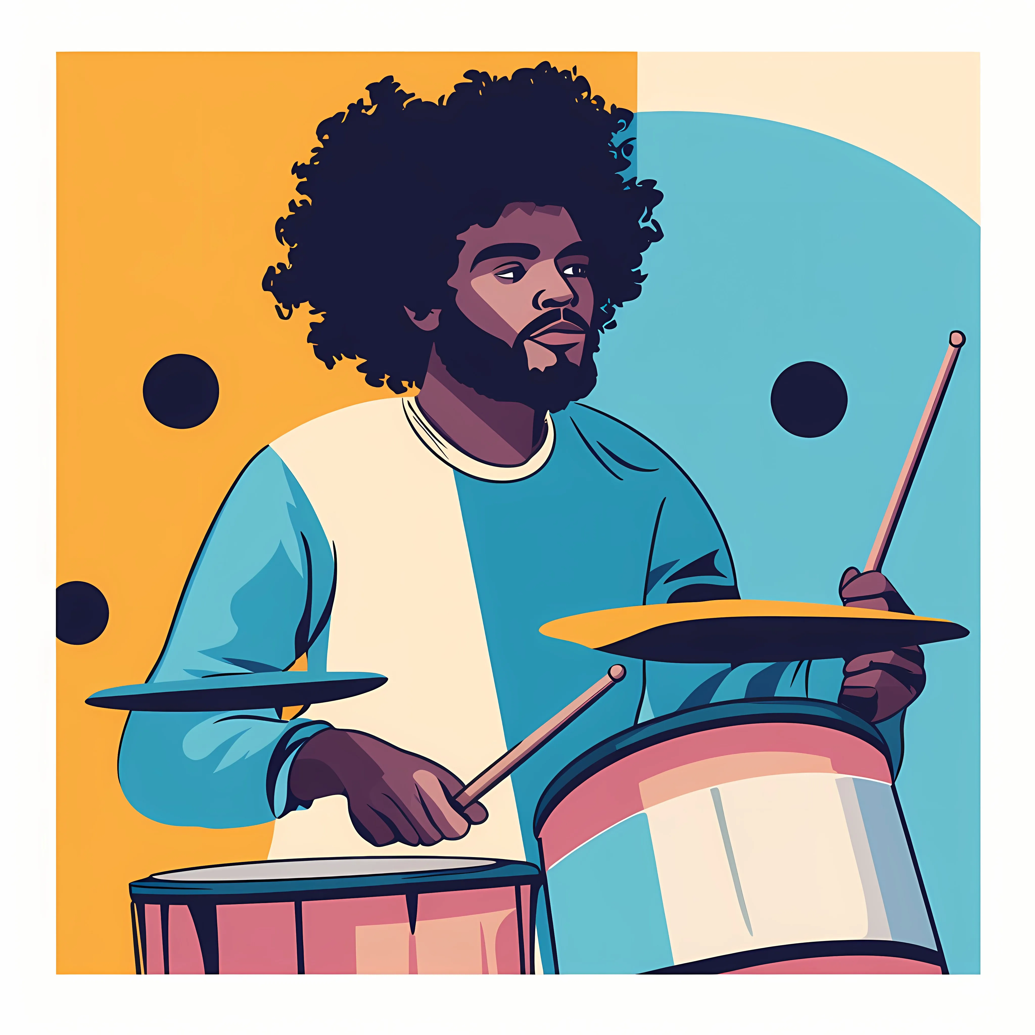Afro Man Playing Drum Vector Illustration — free download from Dotvec