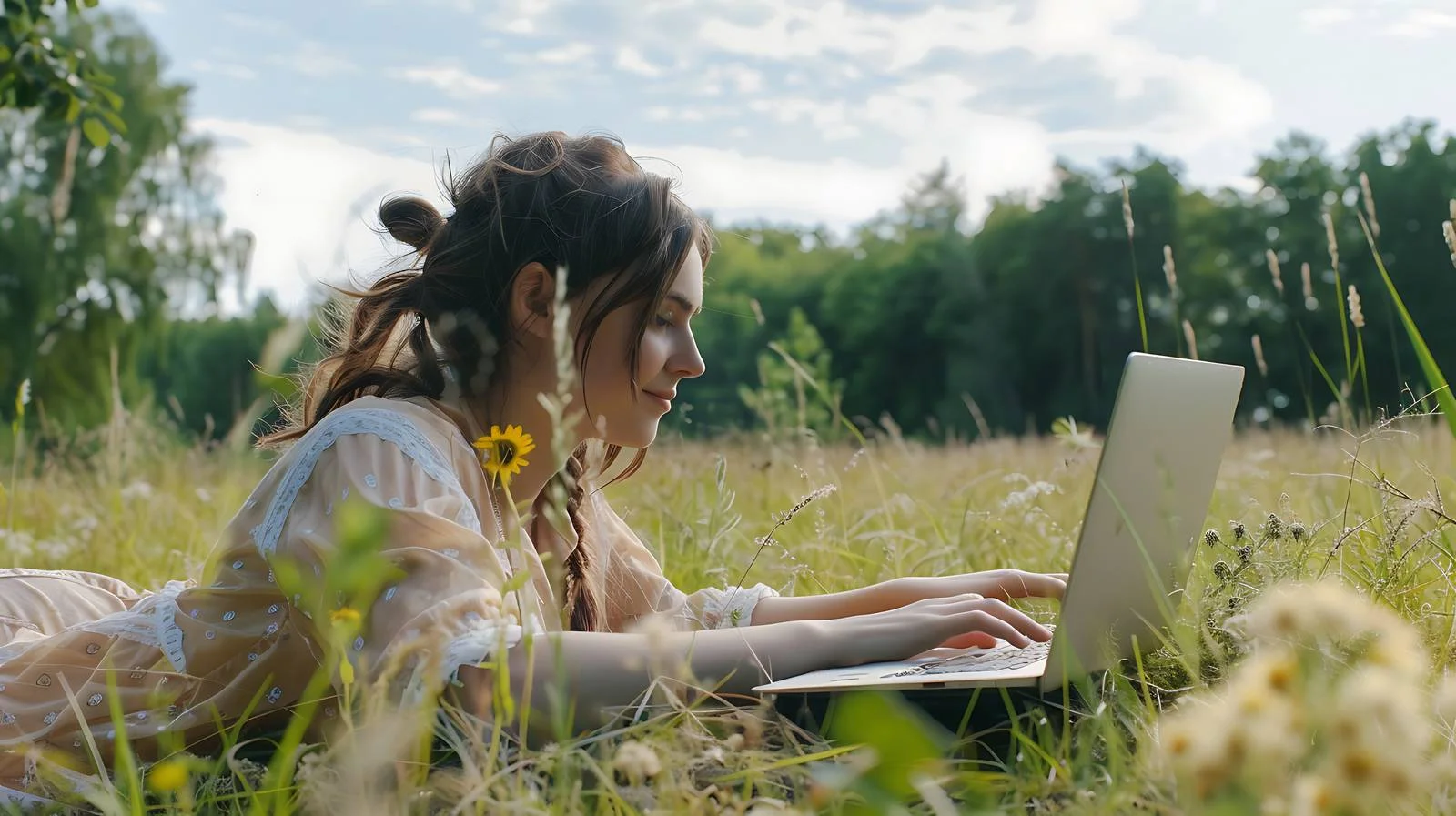 Tranquil Woman Resting Amidst Natural Beauty — free download from Dotvec