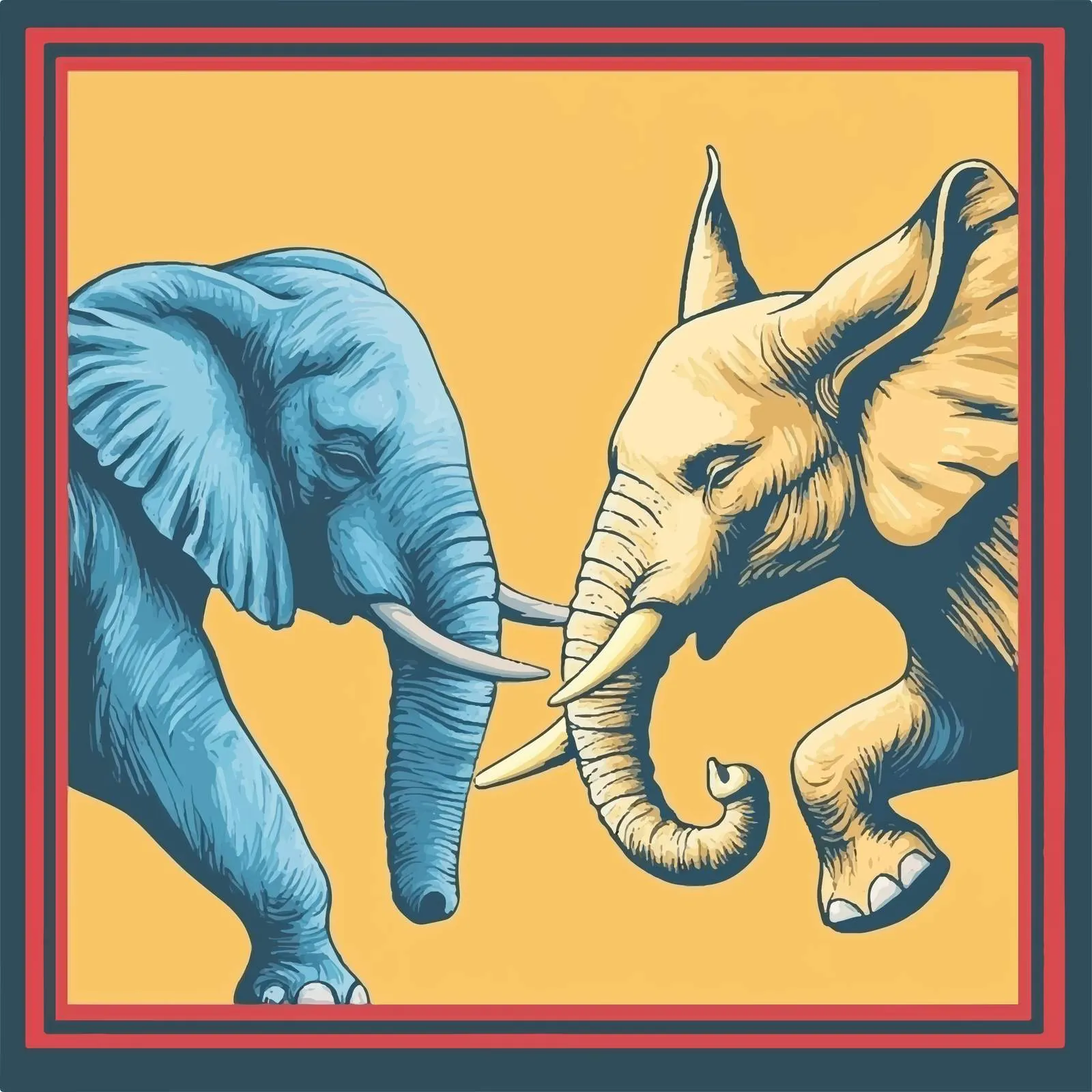 Aggressive Donkey and Elephant Vector Illustration — free download from Dotvec