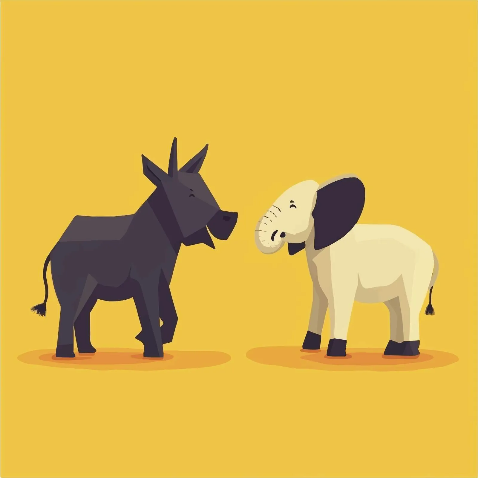 Aggressive Donkey and Elephant Vector Illustration — free download from Dotvec