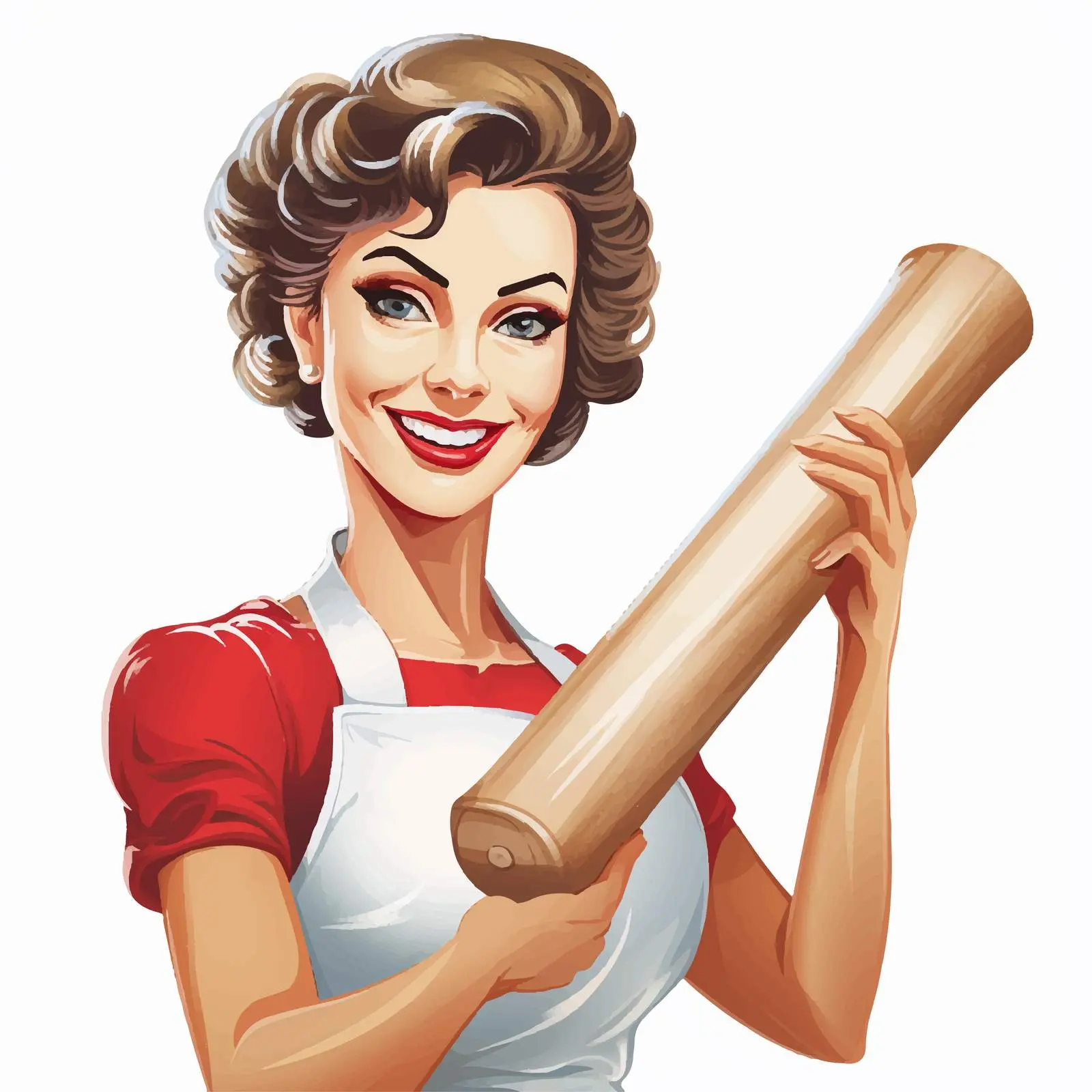 Smiling Housewife with Rolling Pin Vector Art — free download from Dotvec