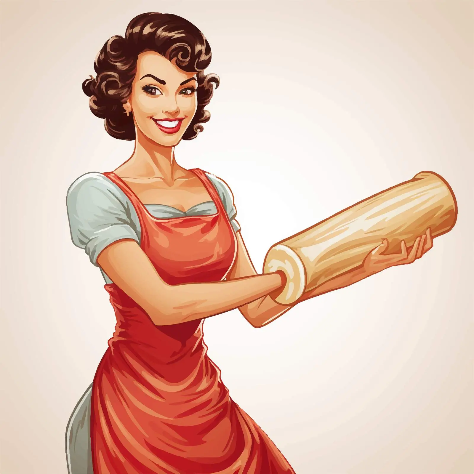 Smiling Housewife with Rolling Pin Vector — free download from Dotvec