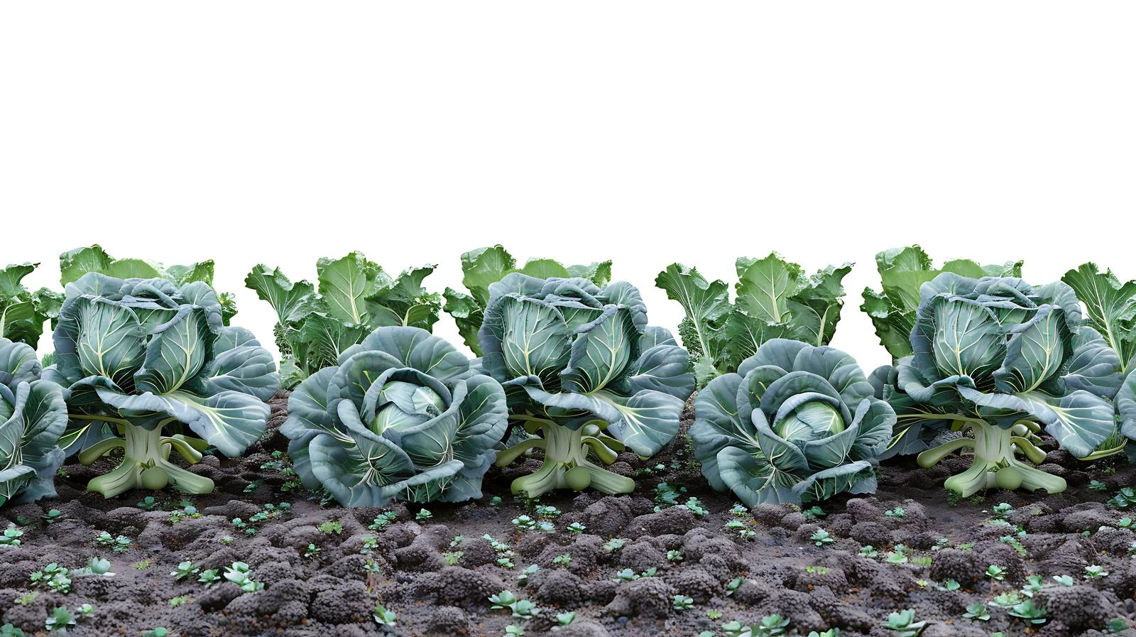 Cabbage Harvest in Isolated White Field — free download from Dotvec