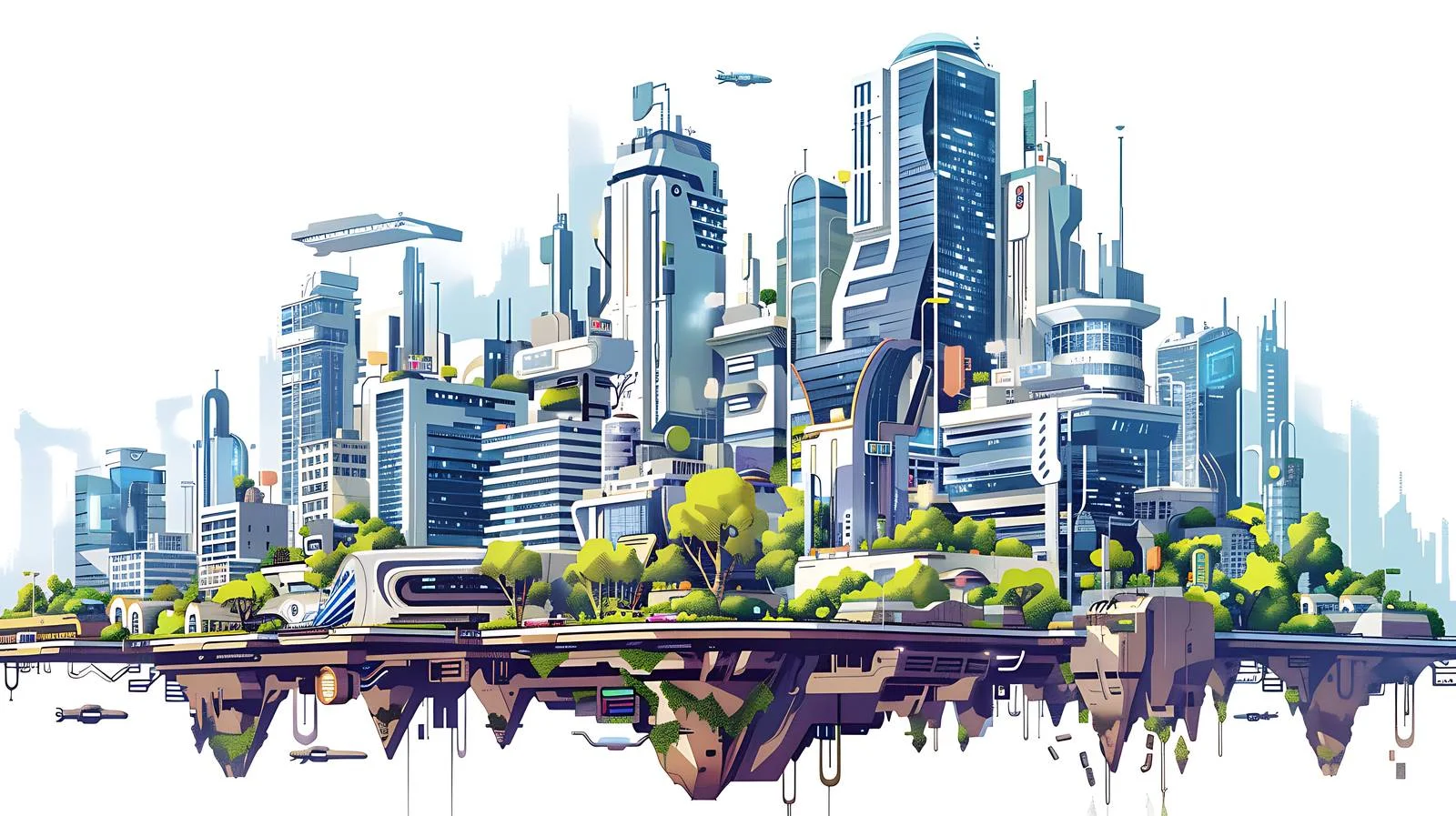 Futuristic Urban Cityscape on White Background — free download from Dotvec