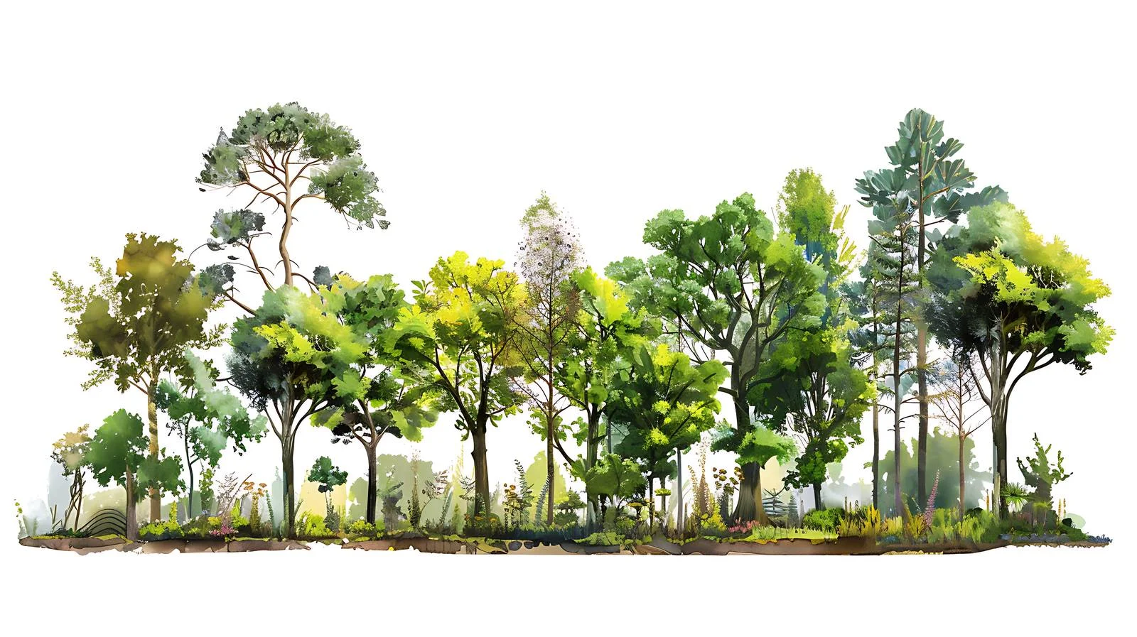 Surreal Forest Scene on White Background — free download from Dotvec