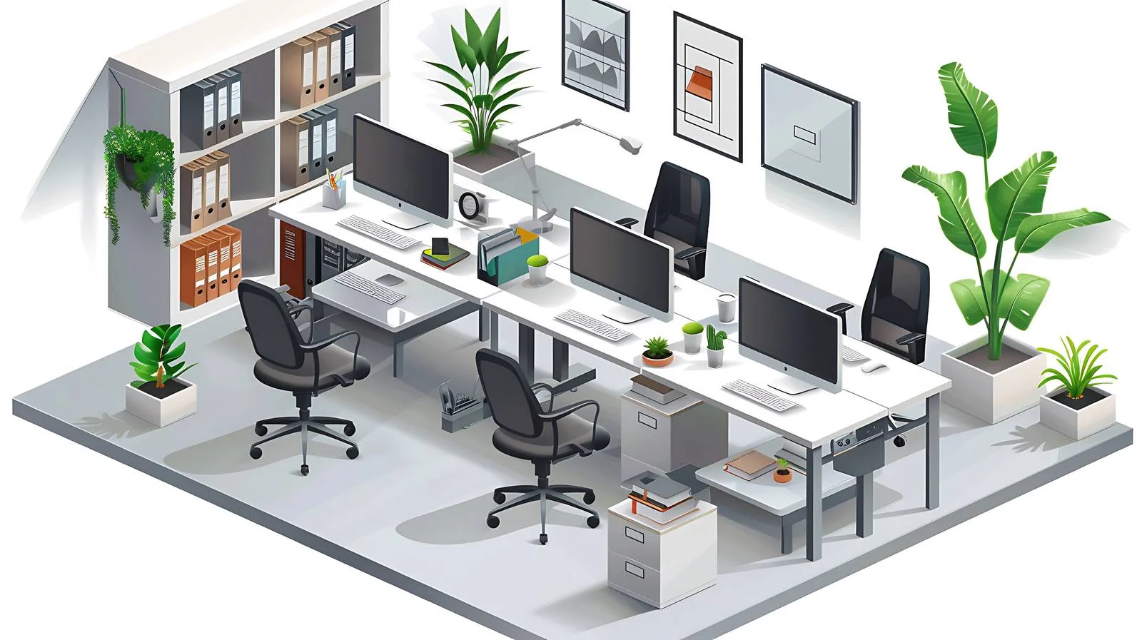 Modern Office Environment Illustration — free download from Dotvec