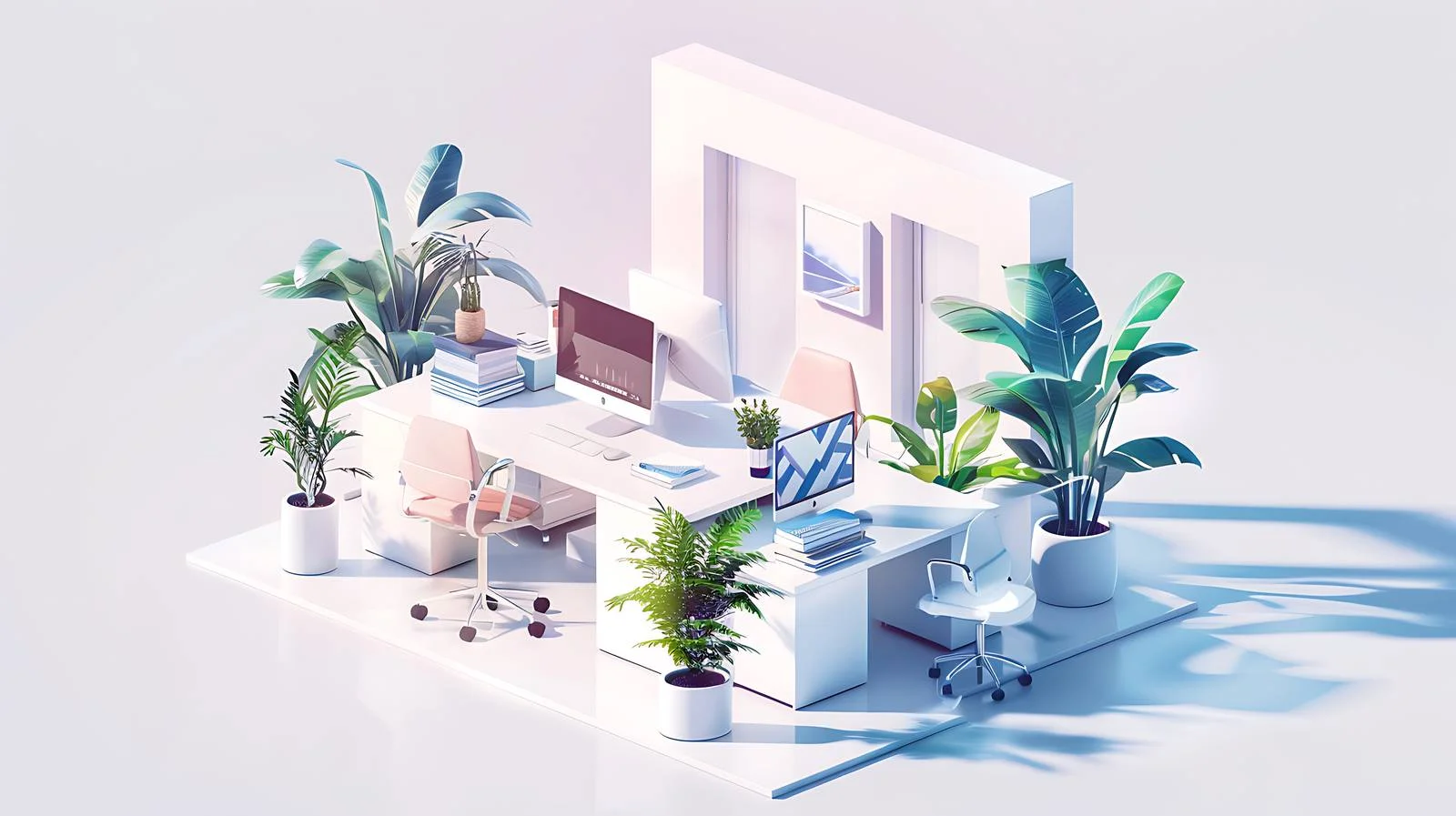 Modern Office Setting Illustration — free download from Dotvec